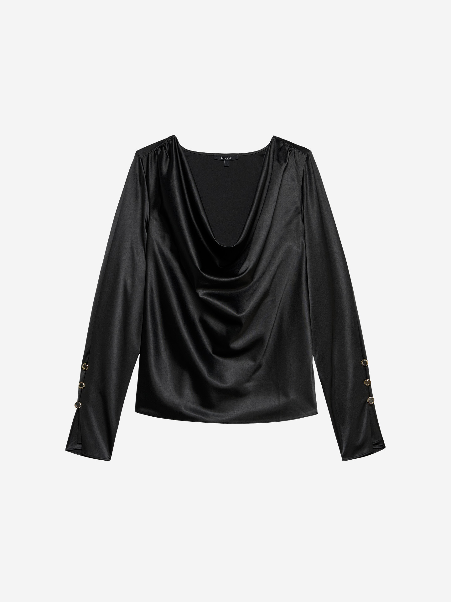 Satin blouse with waterfall neckline