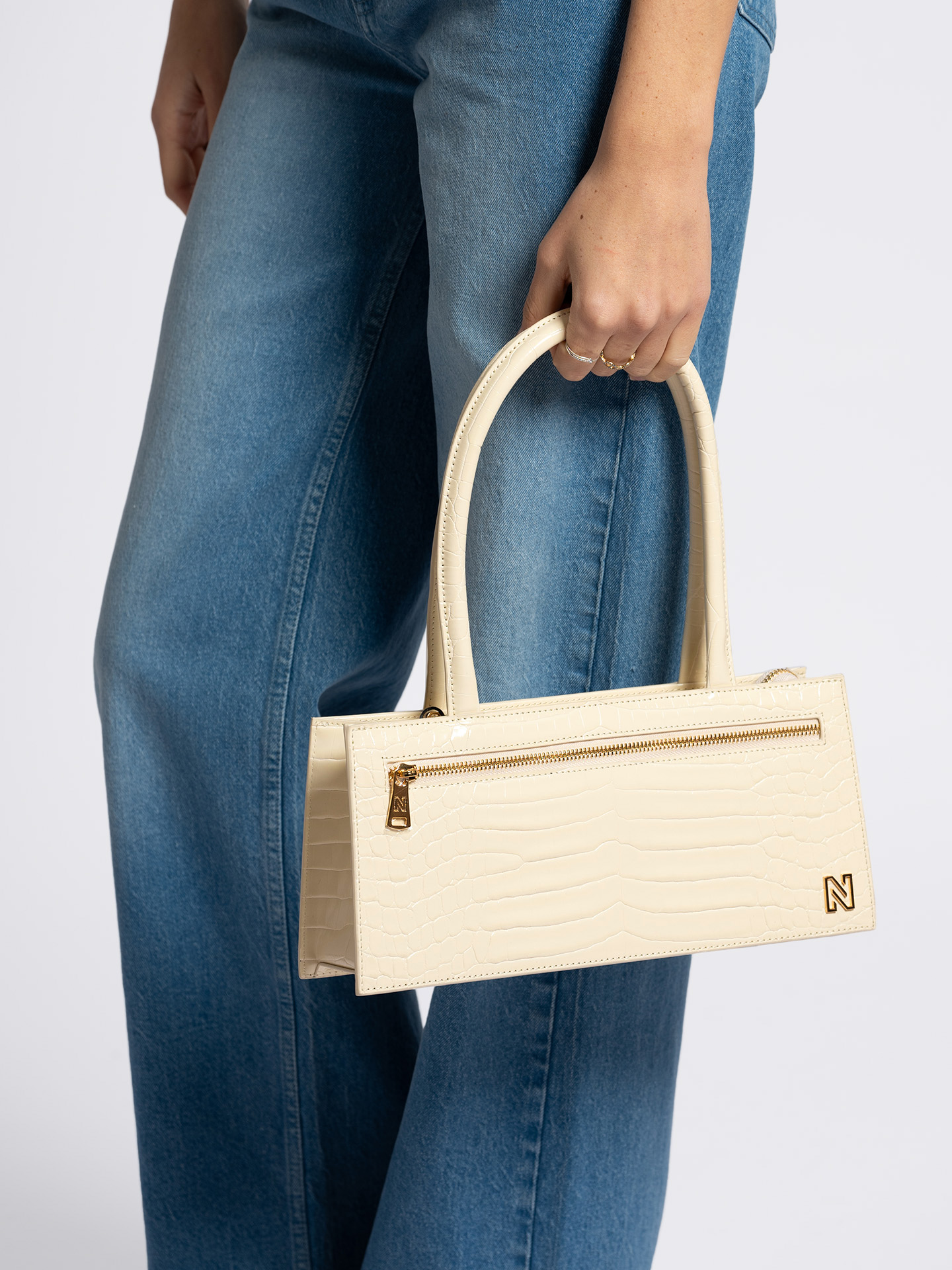 Imitation leather bag with crocodile structure