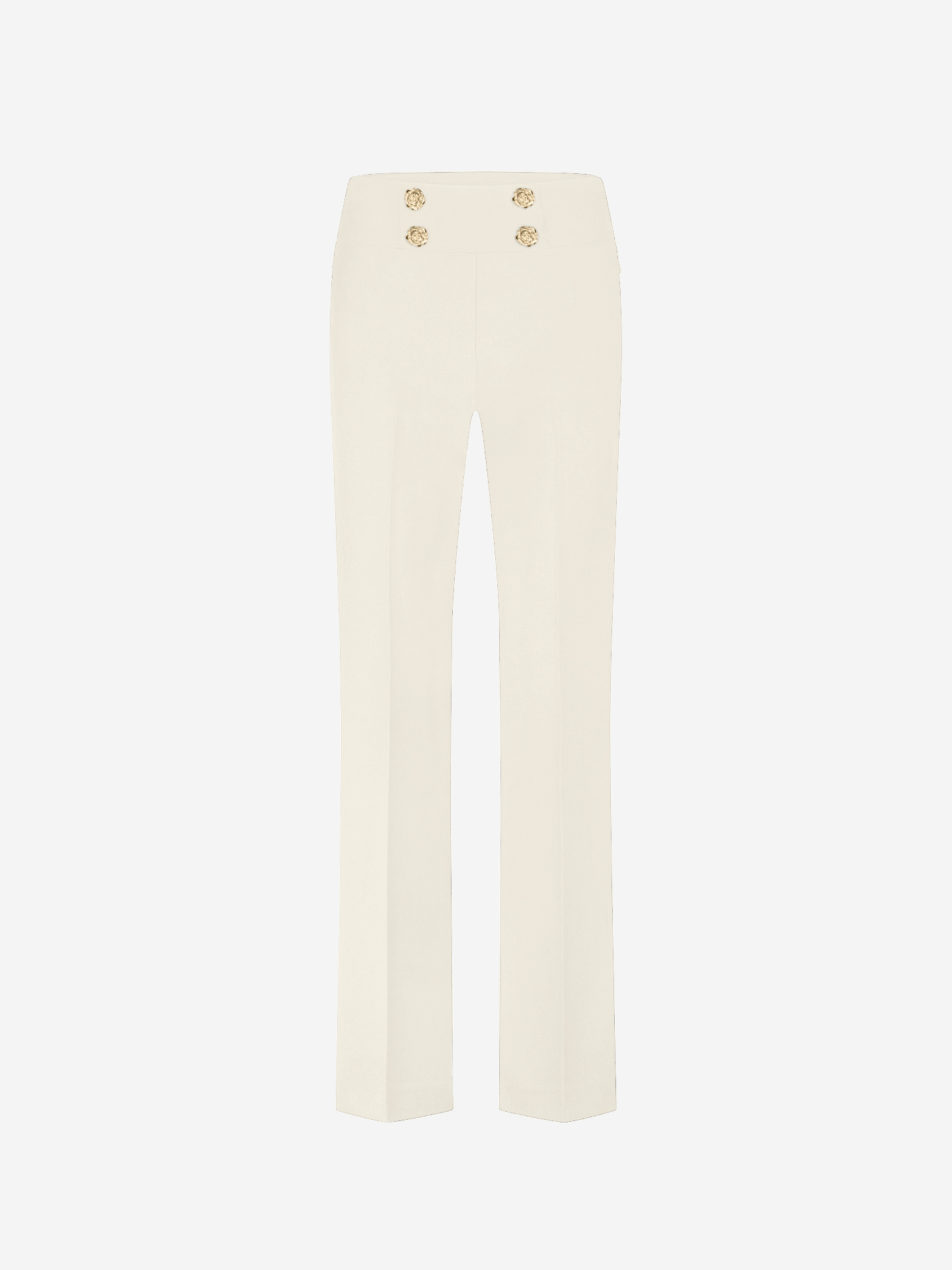 Trousers with flower-shaped button details
