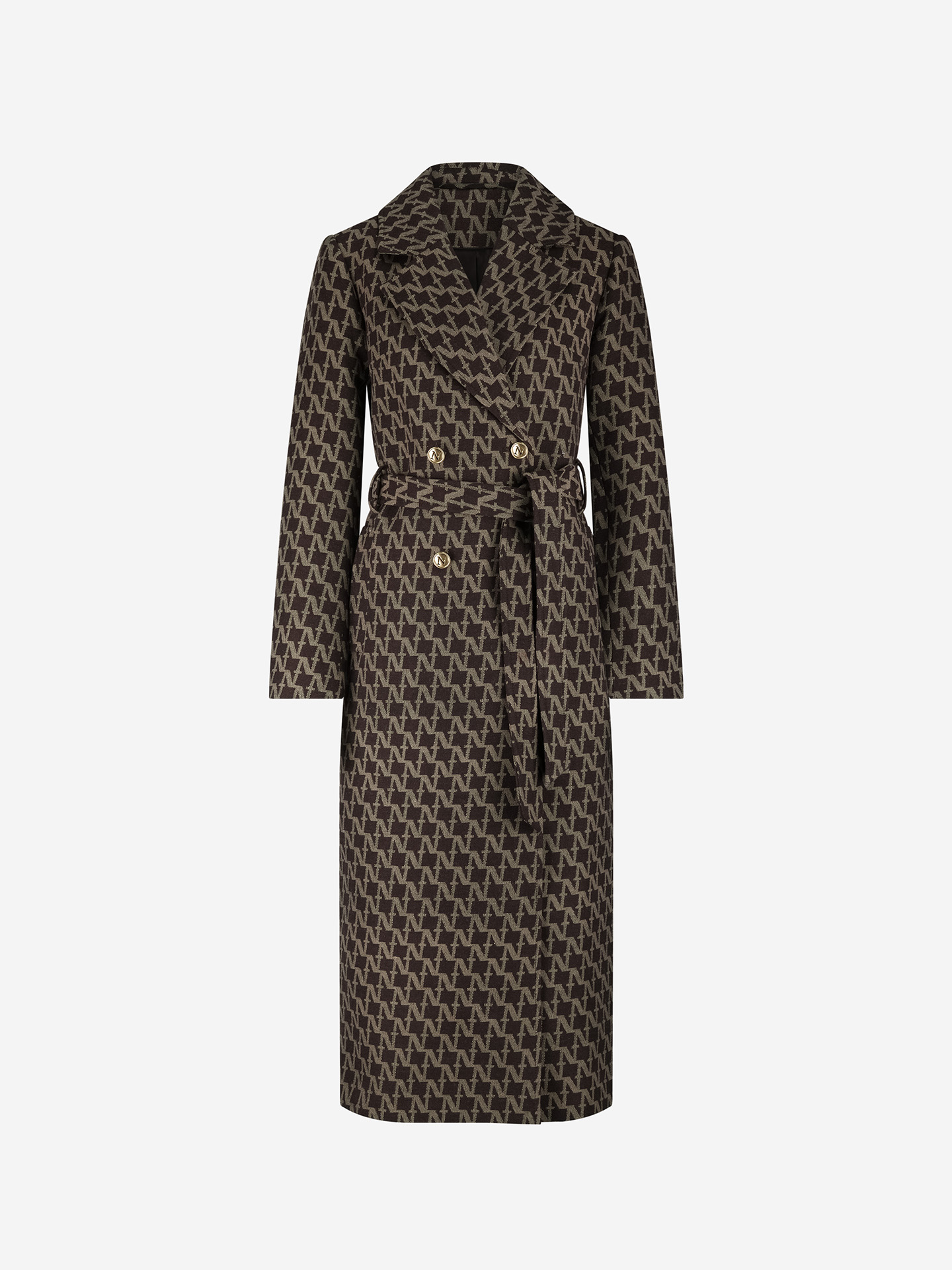 Long coat with logo pattern