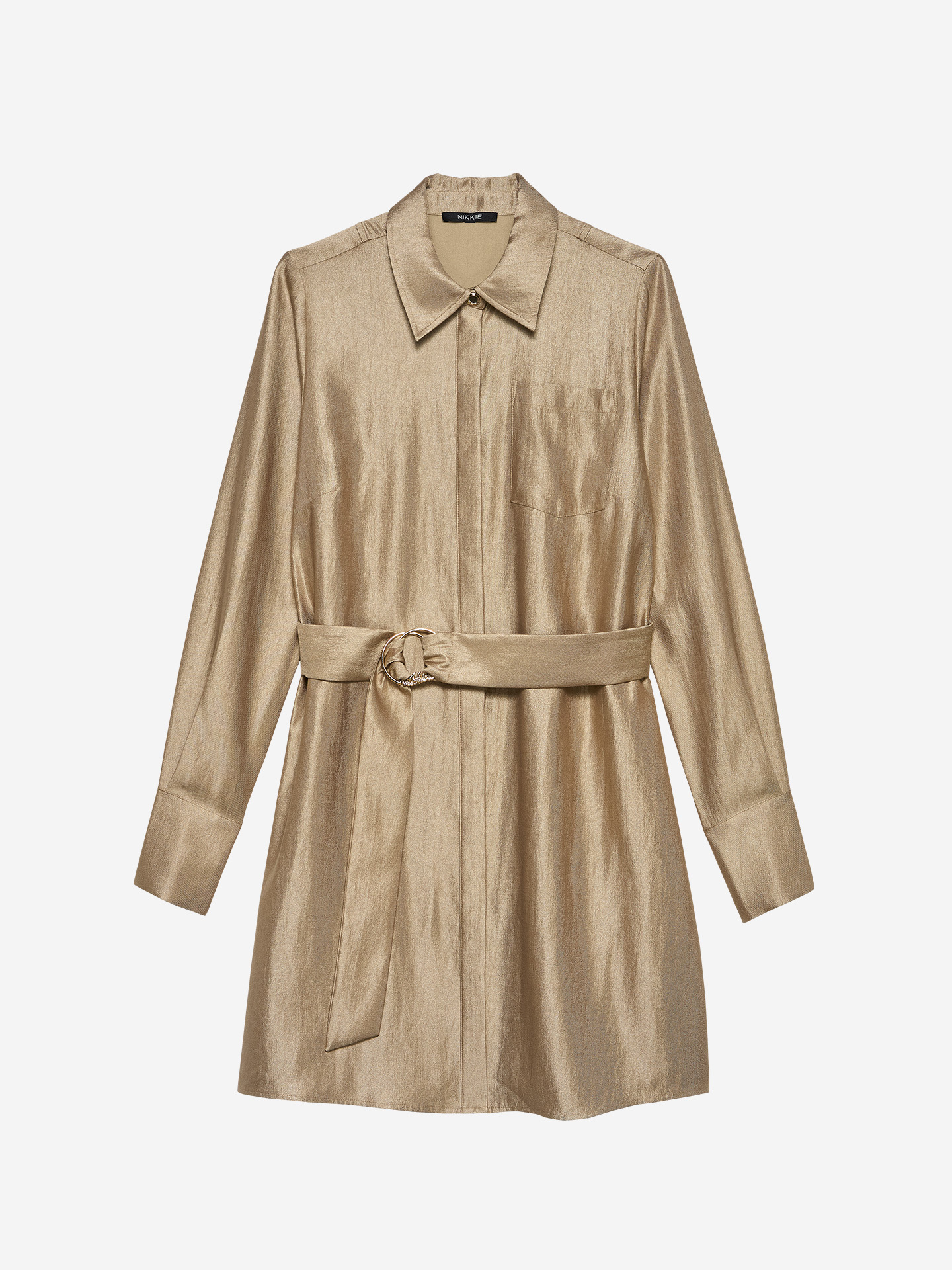 Shirt dress with belt