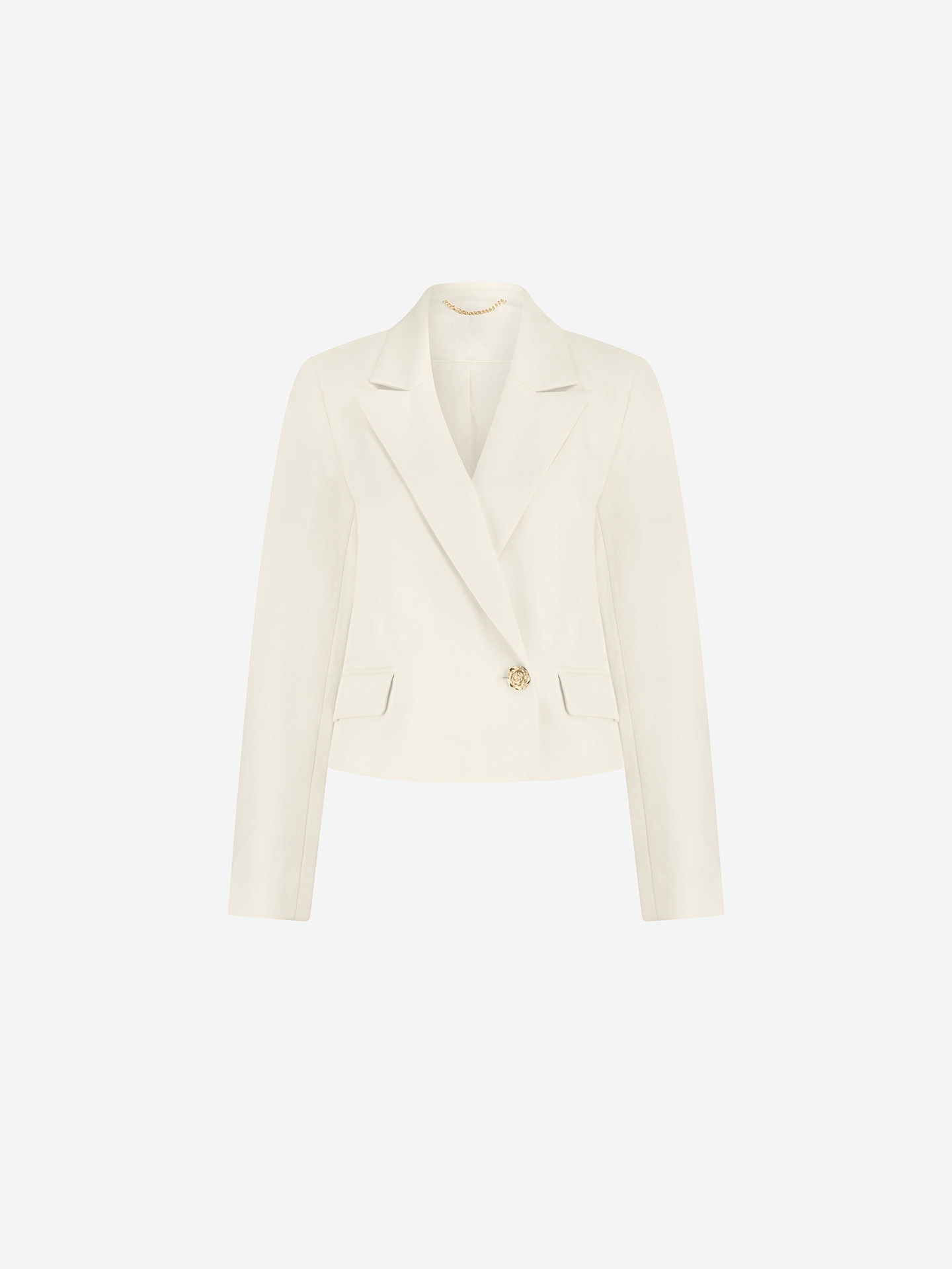 Blazer with flower-shaped button