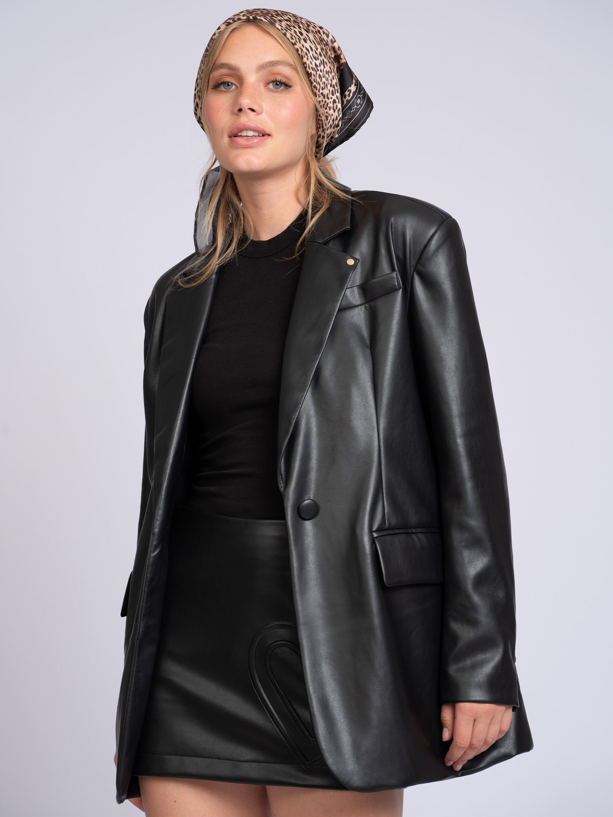 Oversized blazer in faux leather