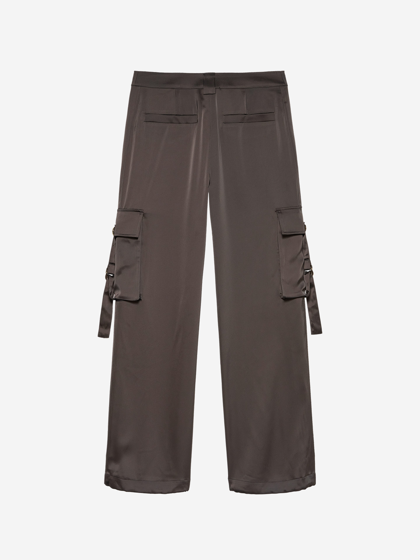 Satin pants with cargo pockets