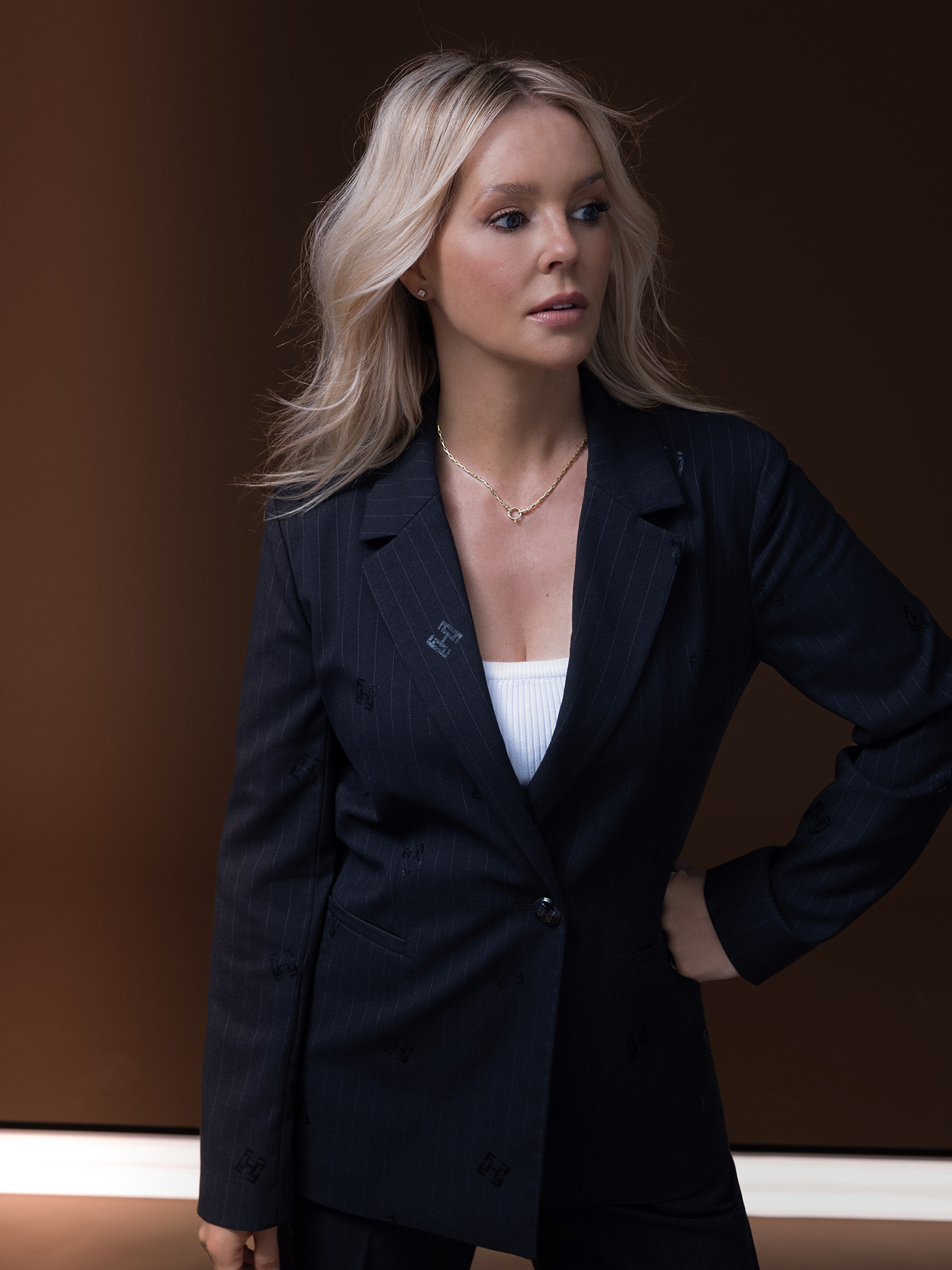 Blazer with pinstripe and logos