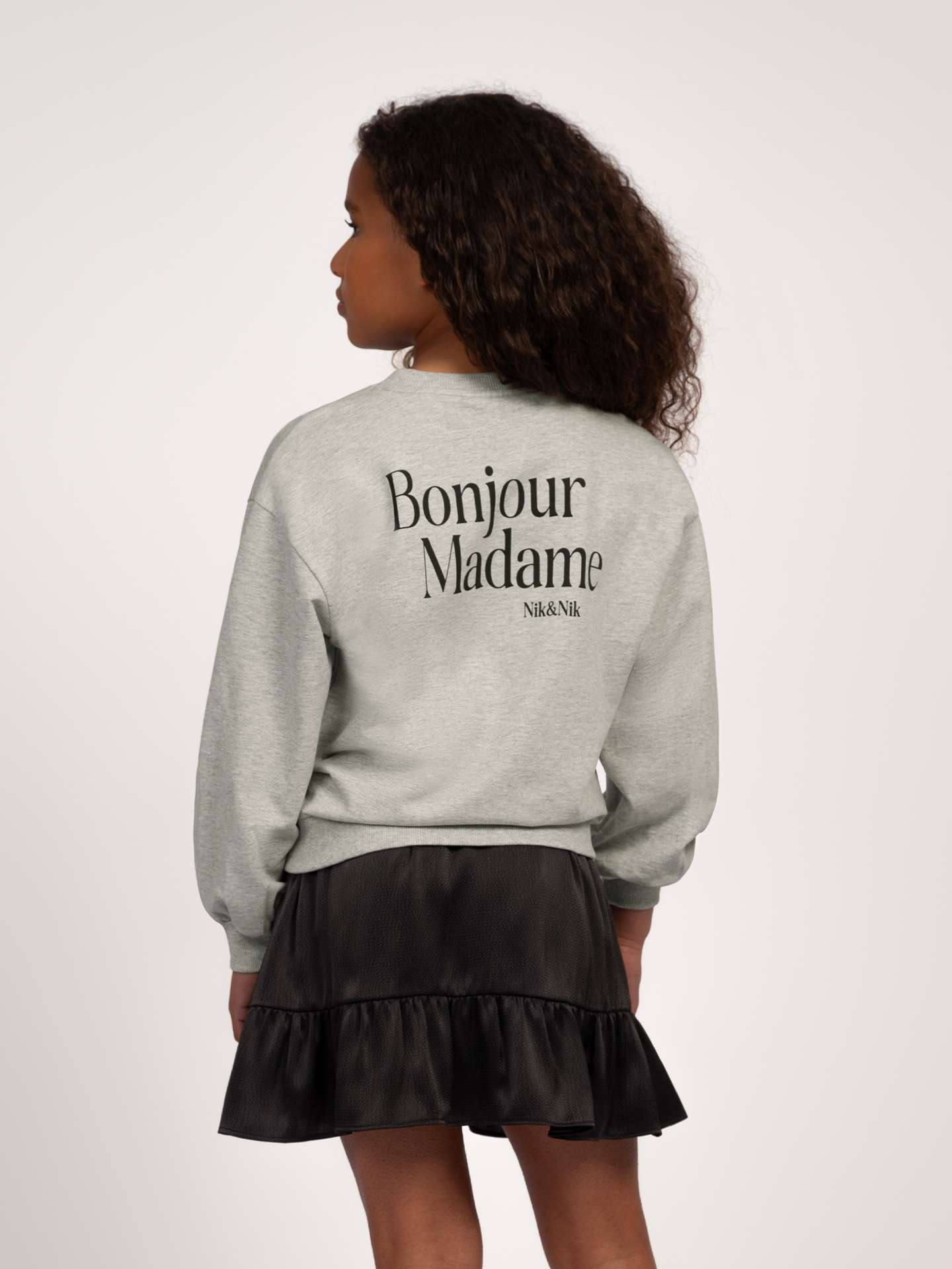 Melange sweater with text print