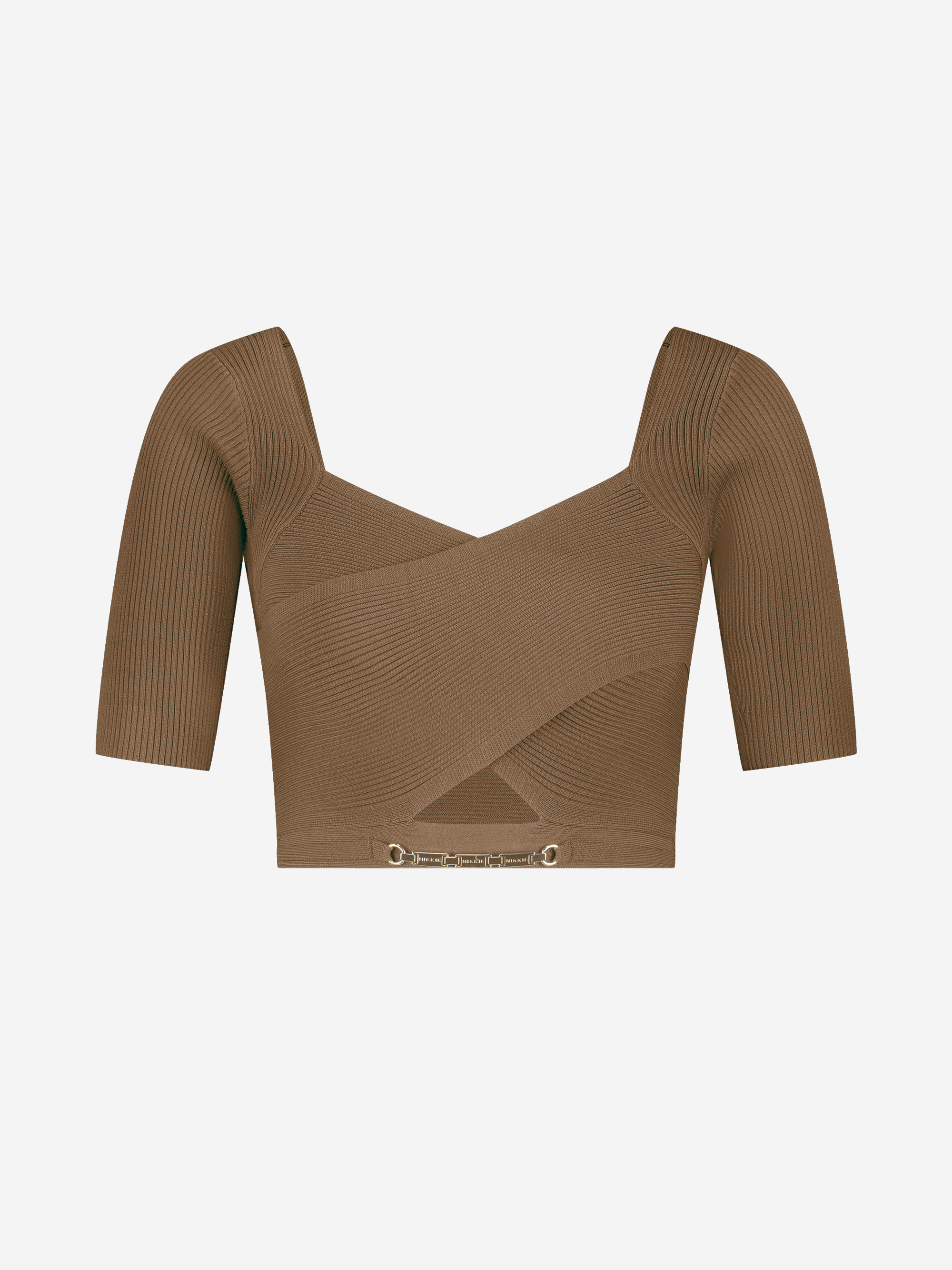 Ribbed cropped top with crossover detail