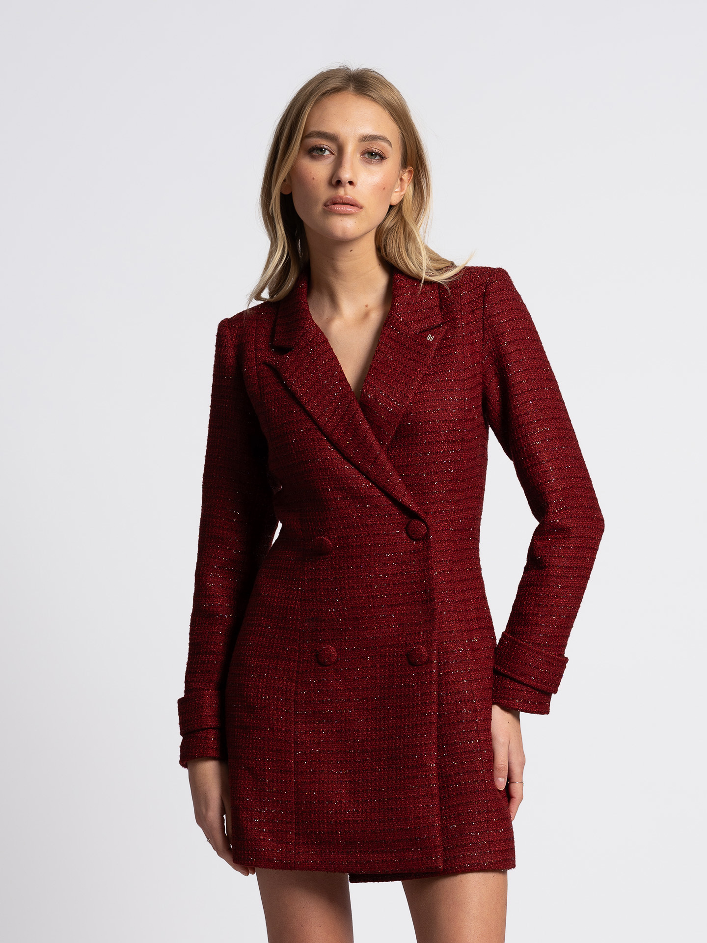 Bouclé blazer dress with glitter thread