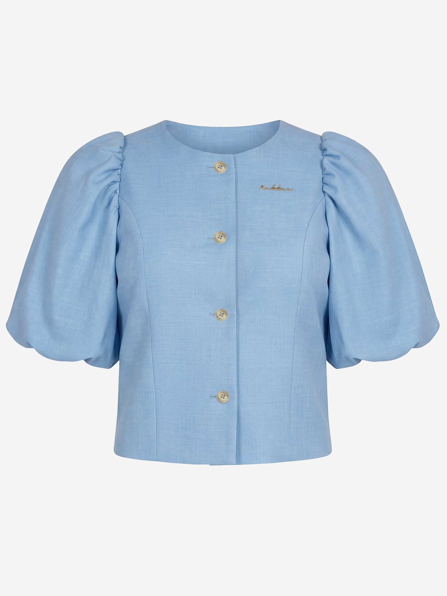Korte top met pofmouwen