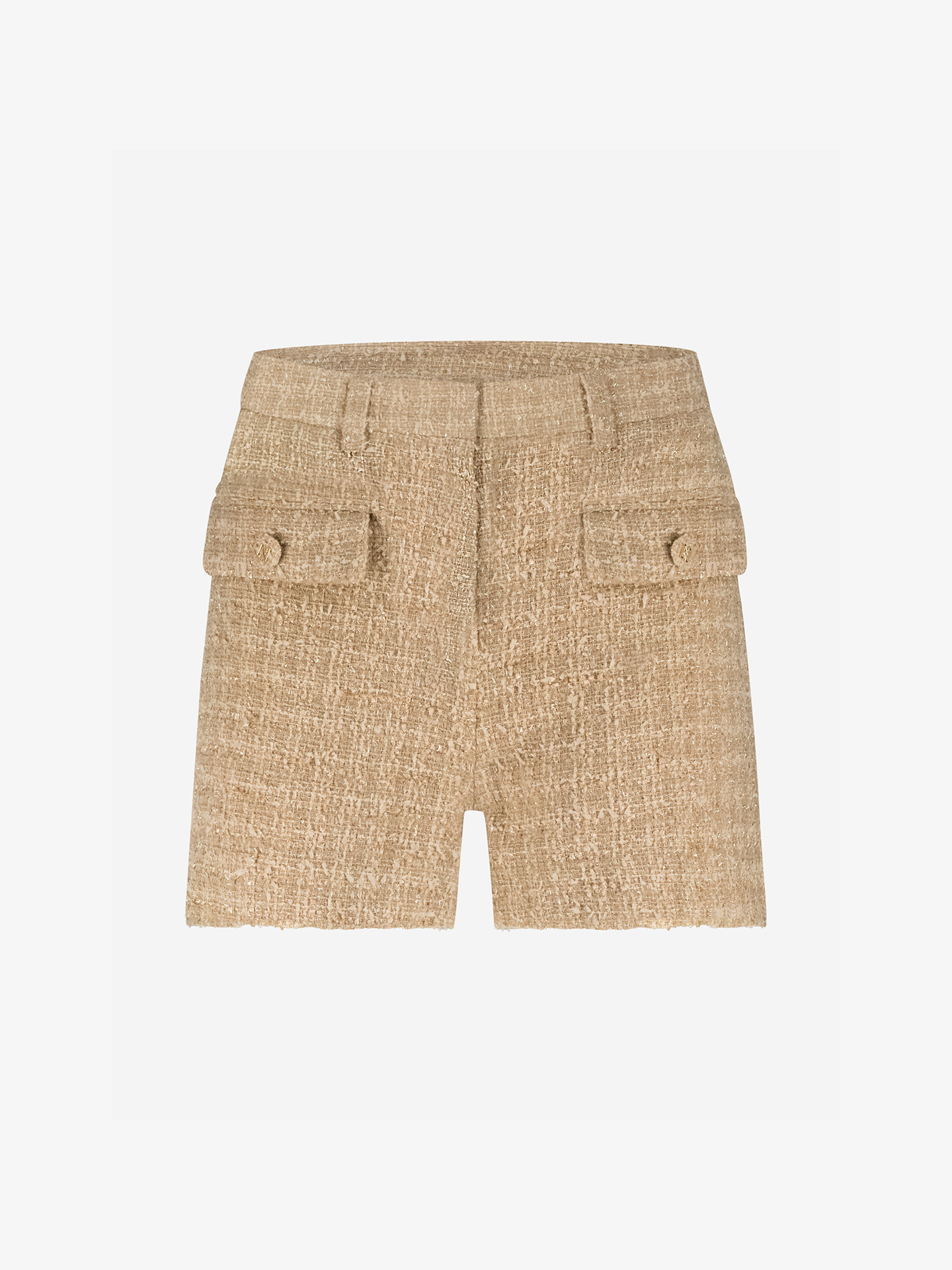 Tweed shorts with glitter thread