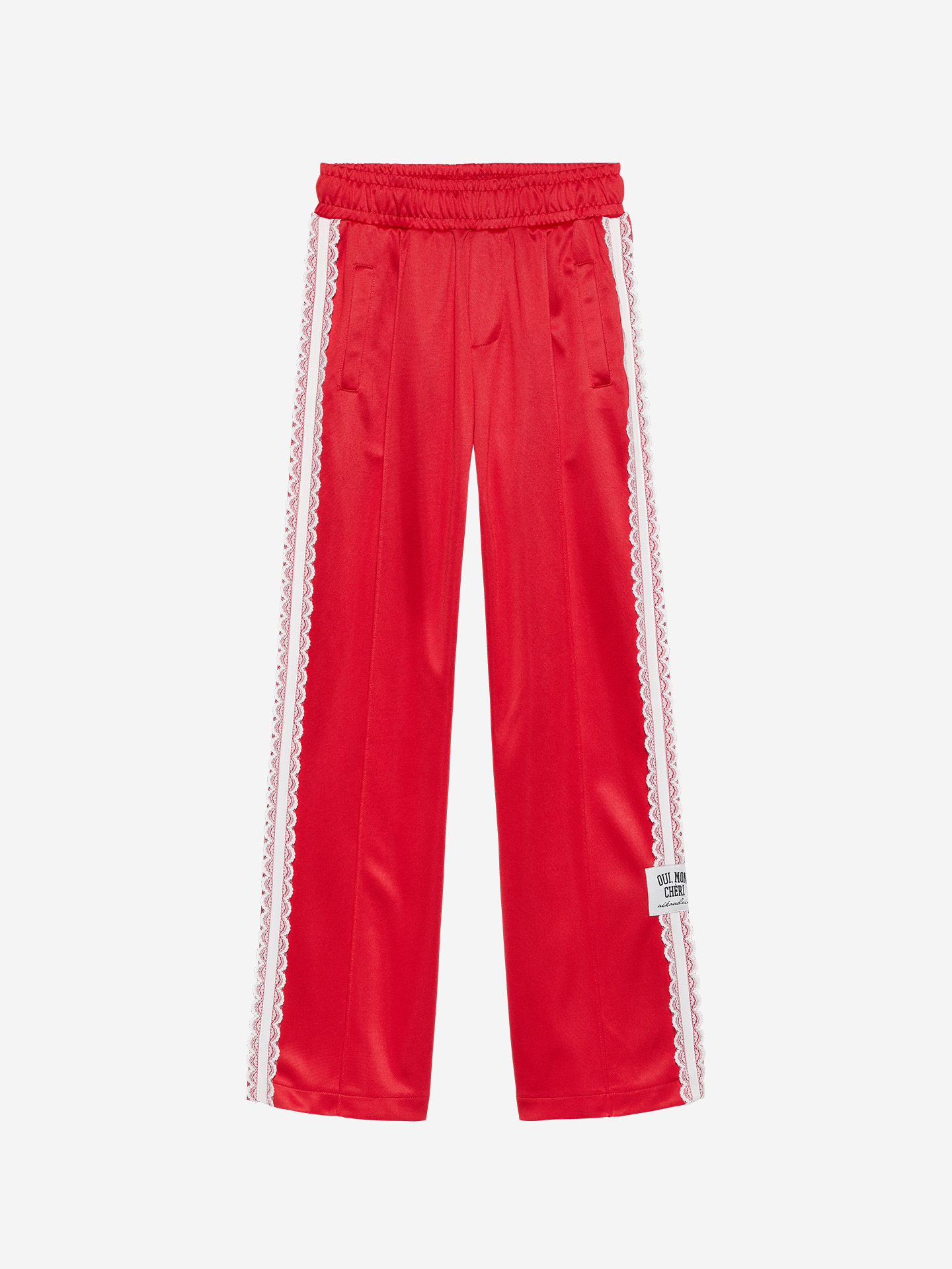 Track pants with lace trim