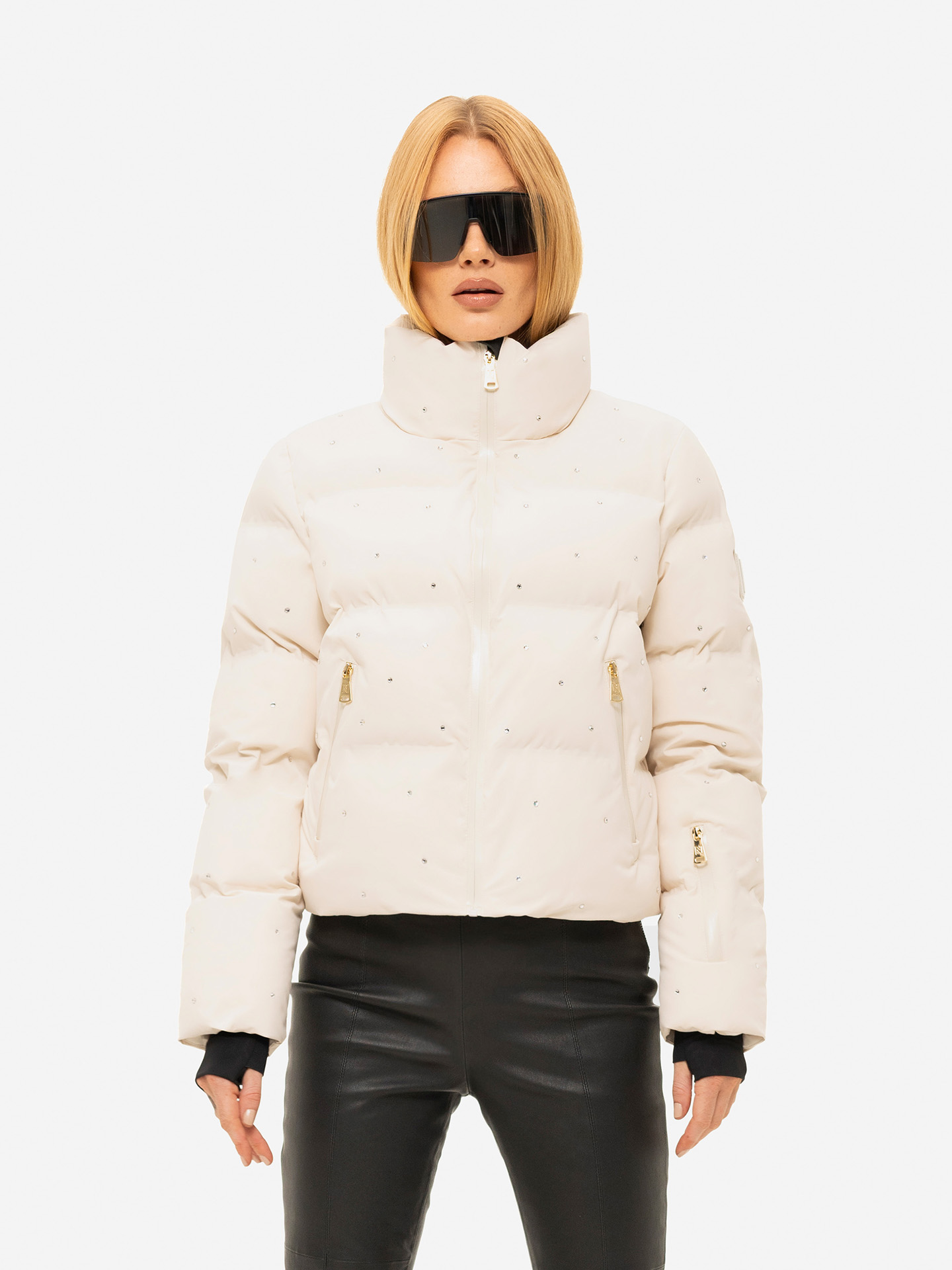 Puffer jacket with Swarovski stones