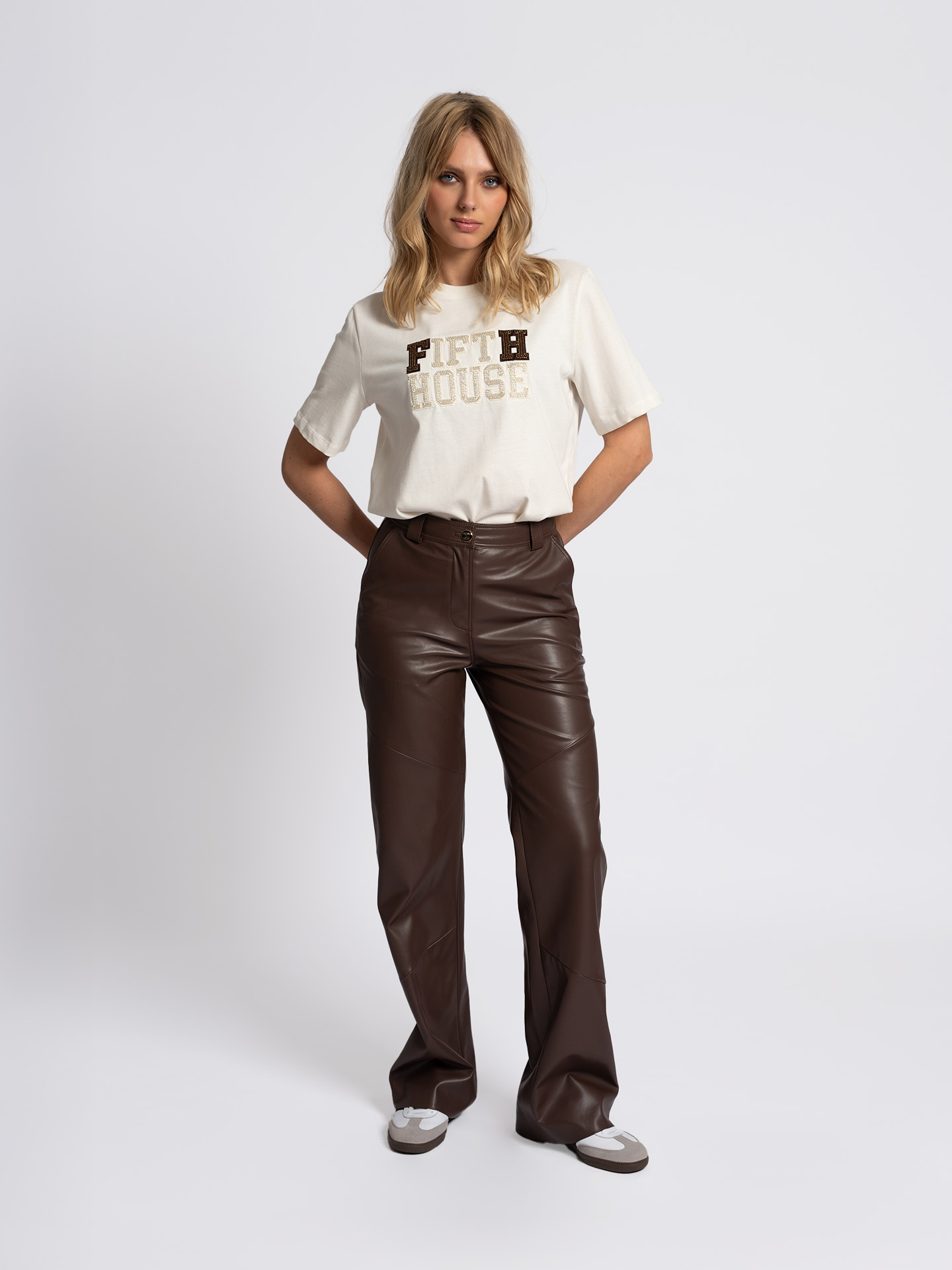 Flared broek van imitatieleer