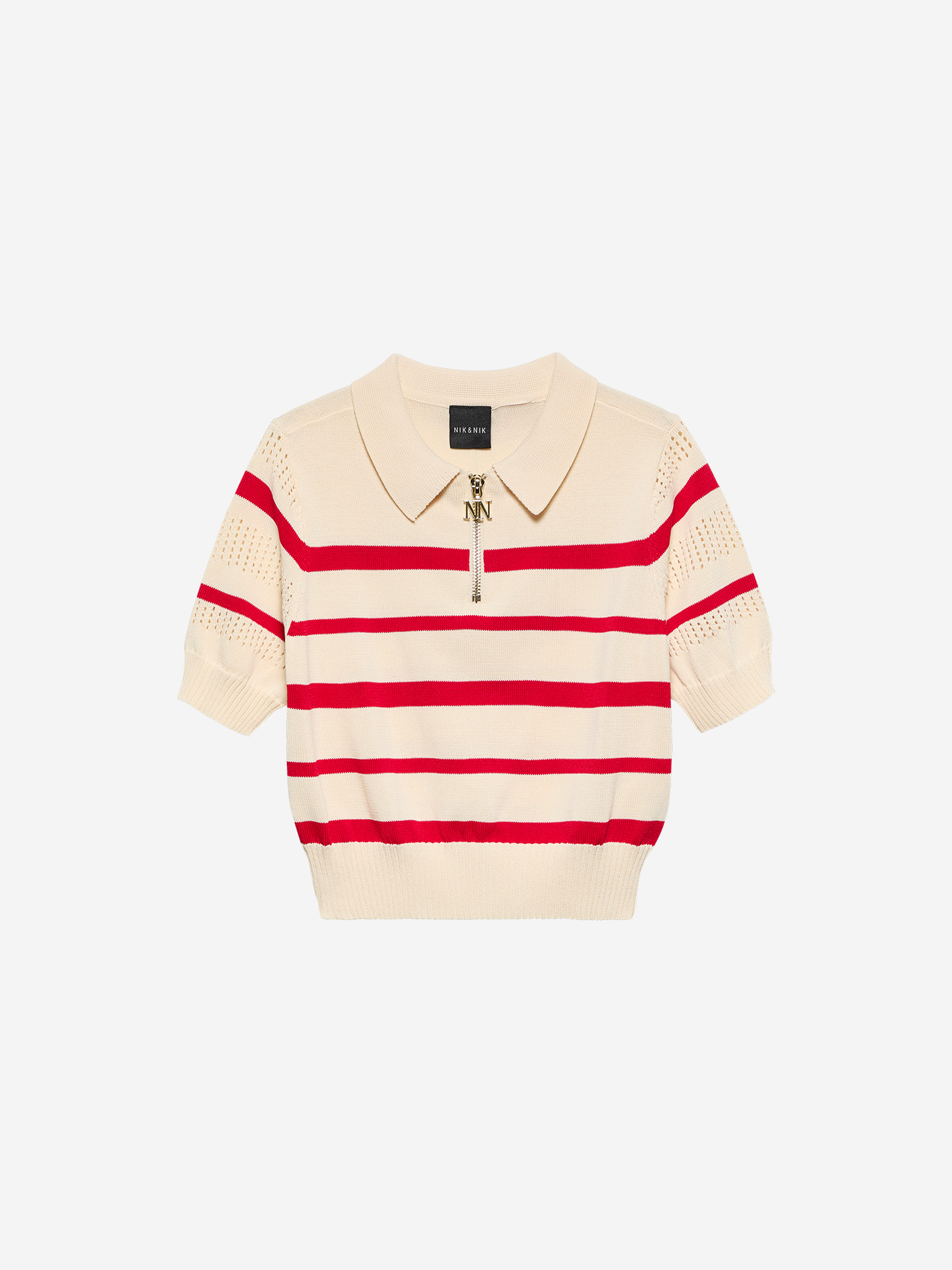 Striped top with ajour knit