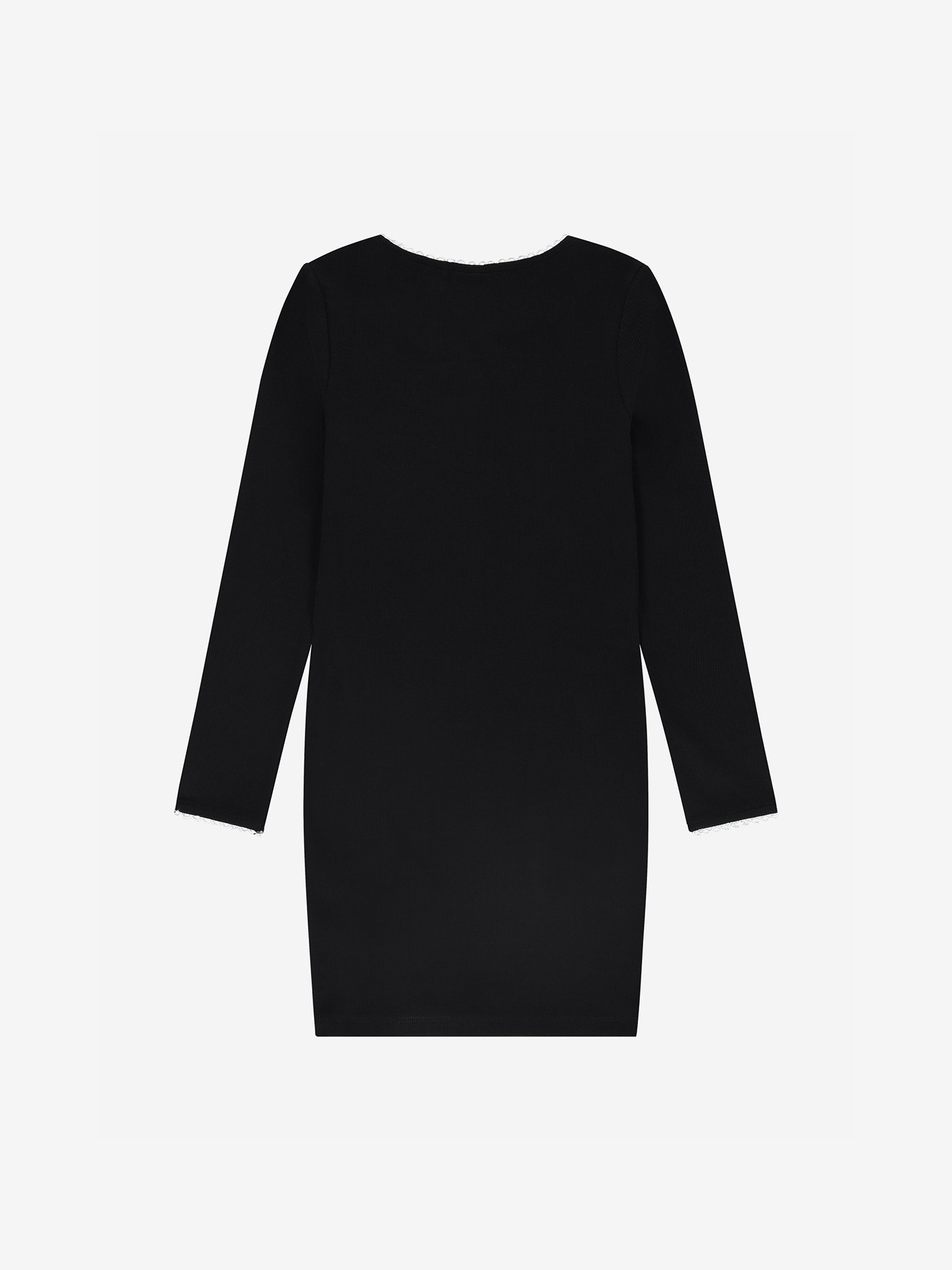 Ribbed dress with lace neckline