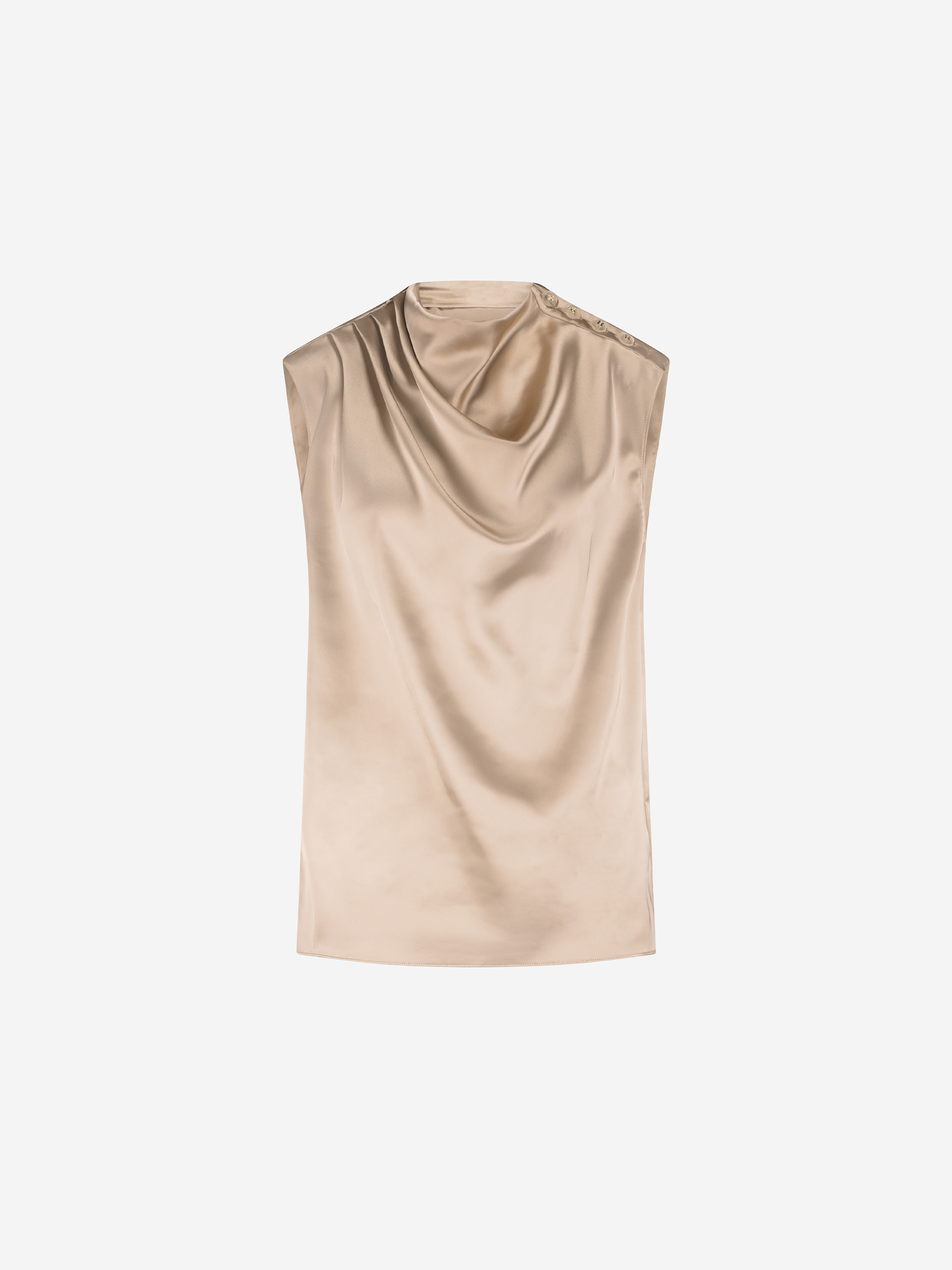 Satin top with a waterfall neckline