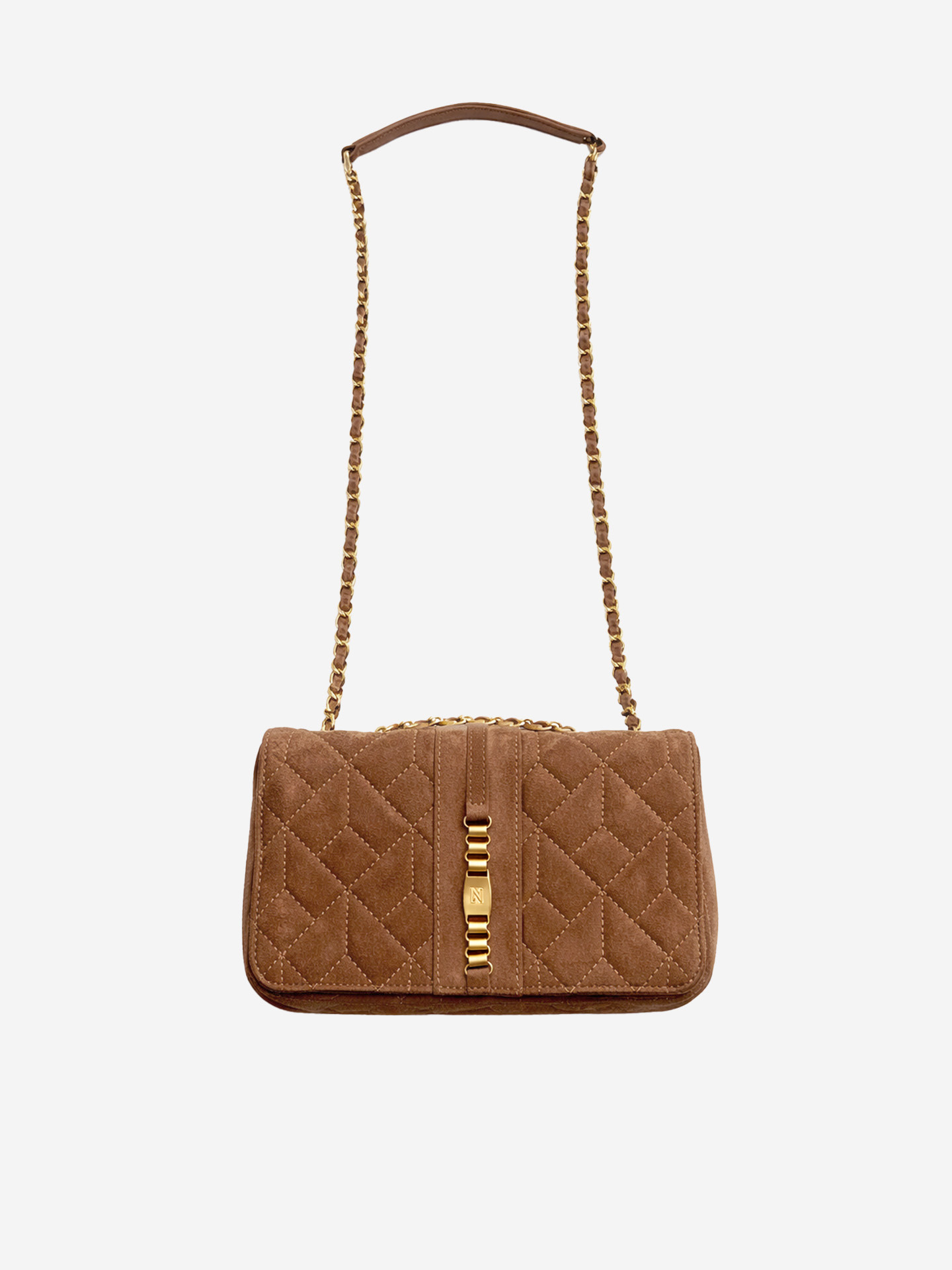 Quilted suede shoulder bag
