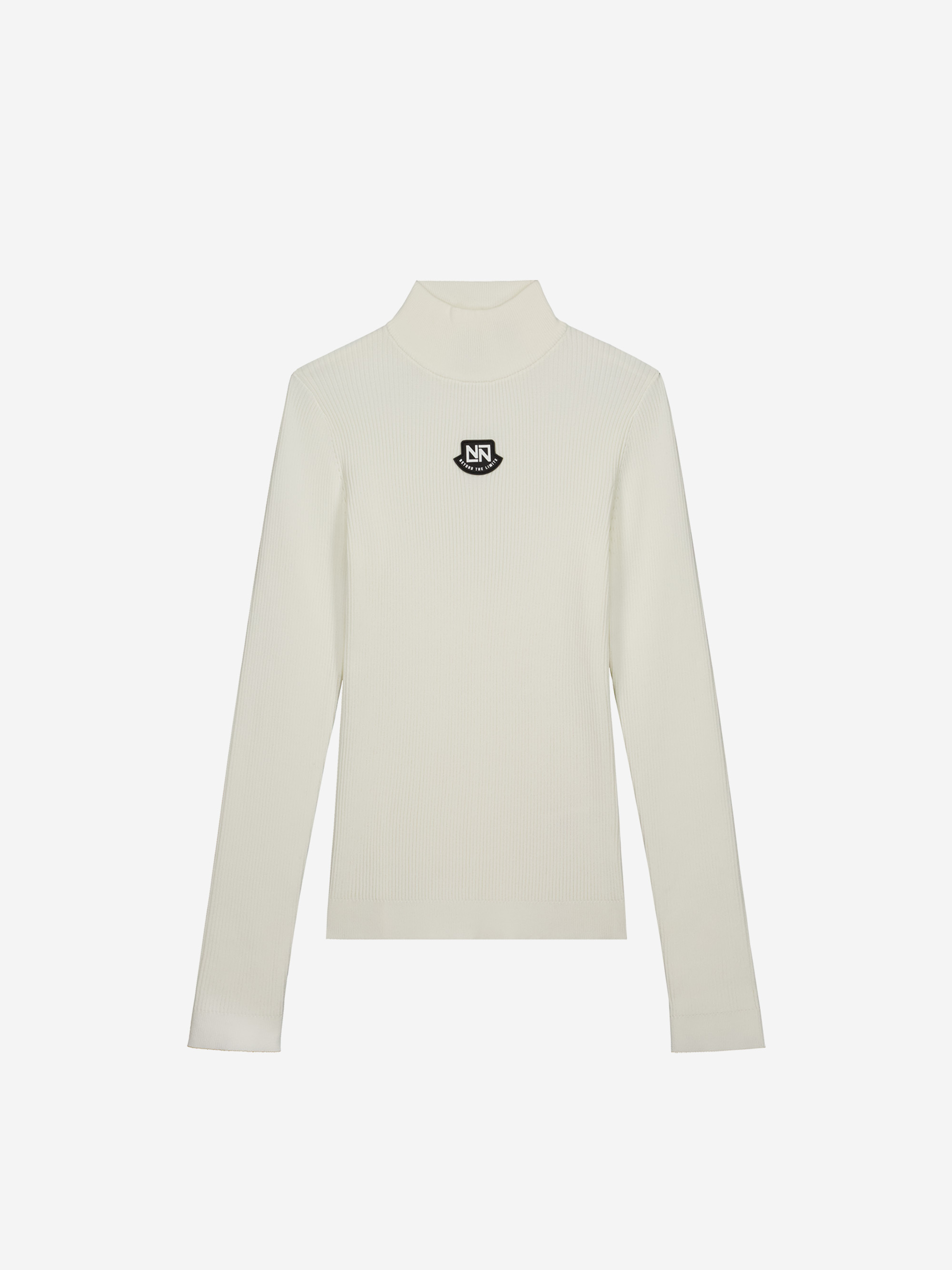 Geribbelde ski pully met col