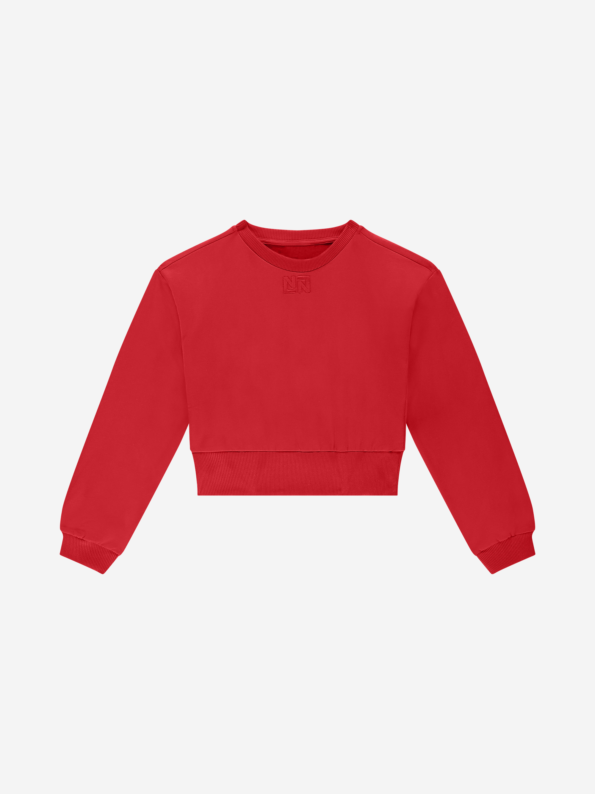Cropped sweater with wide elastic waistband