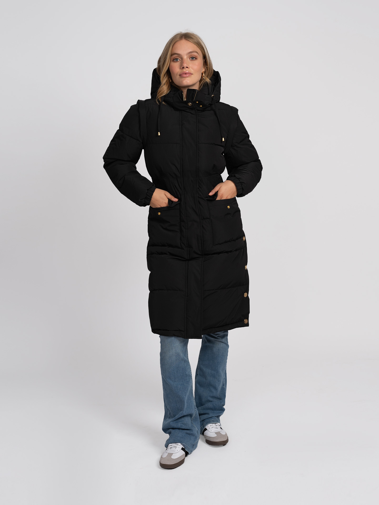 Lange gewatteerde pufferjas