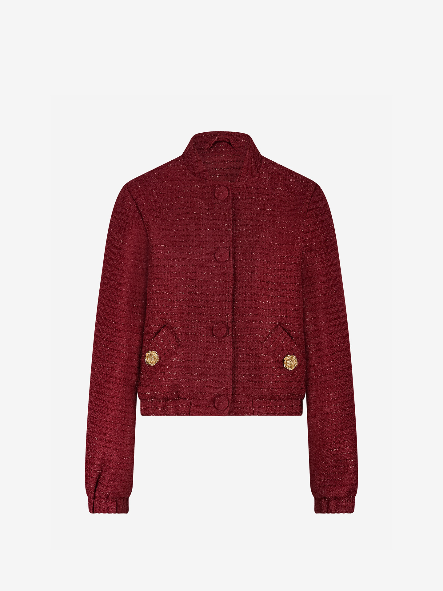 Bouclé bomber jacket with glitter thread