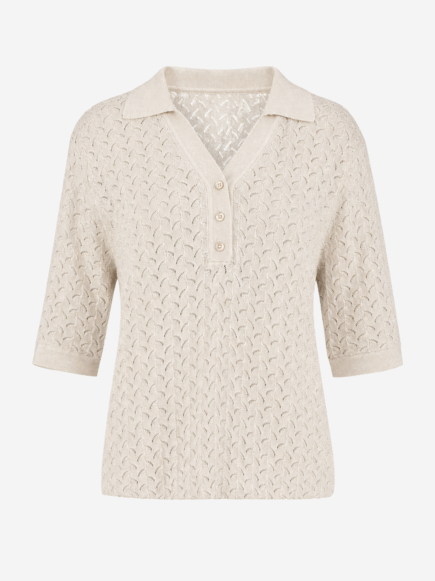 Ajour gebreide top met glitterdraad