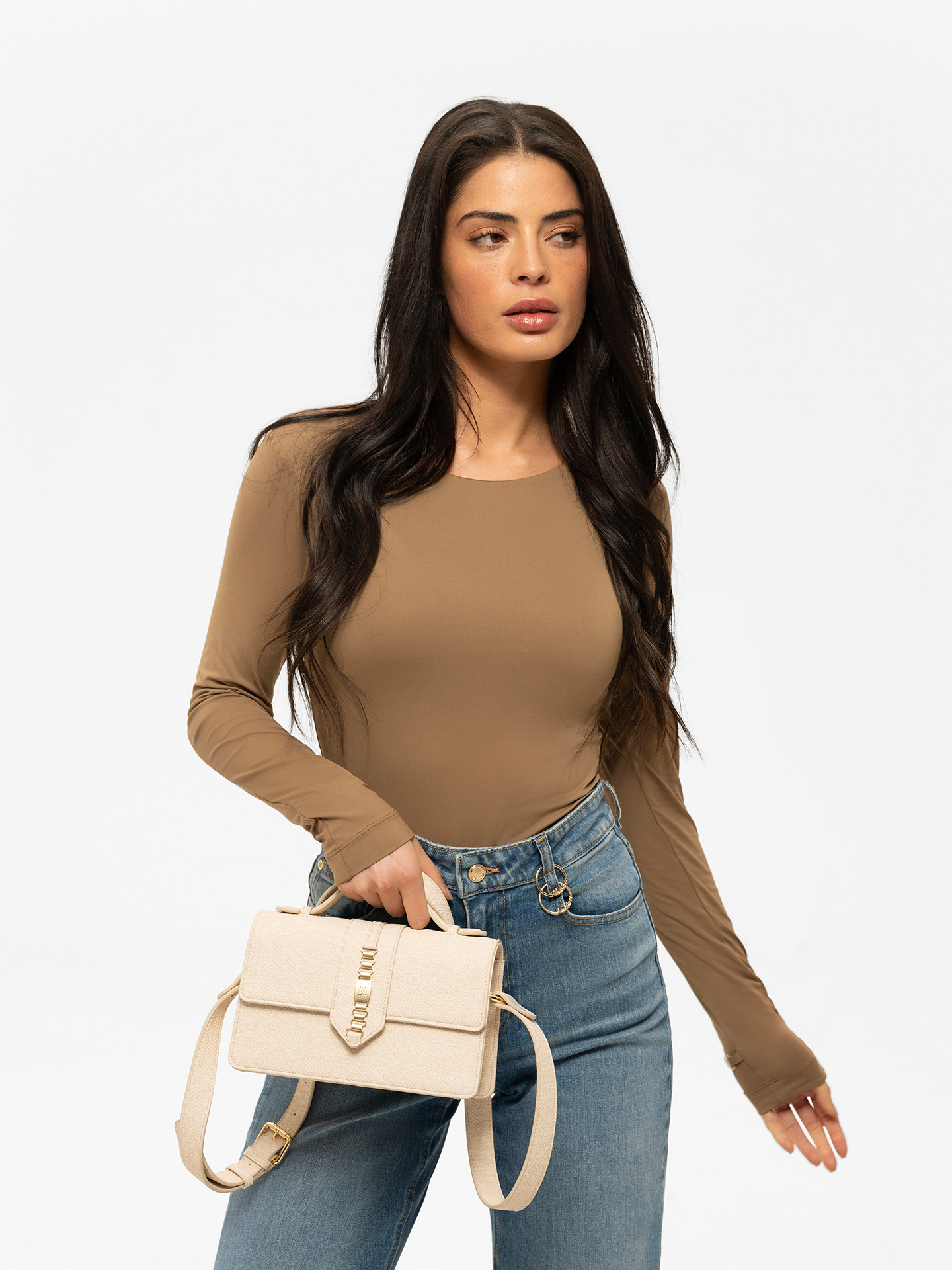 Shoulder bag with denim look