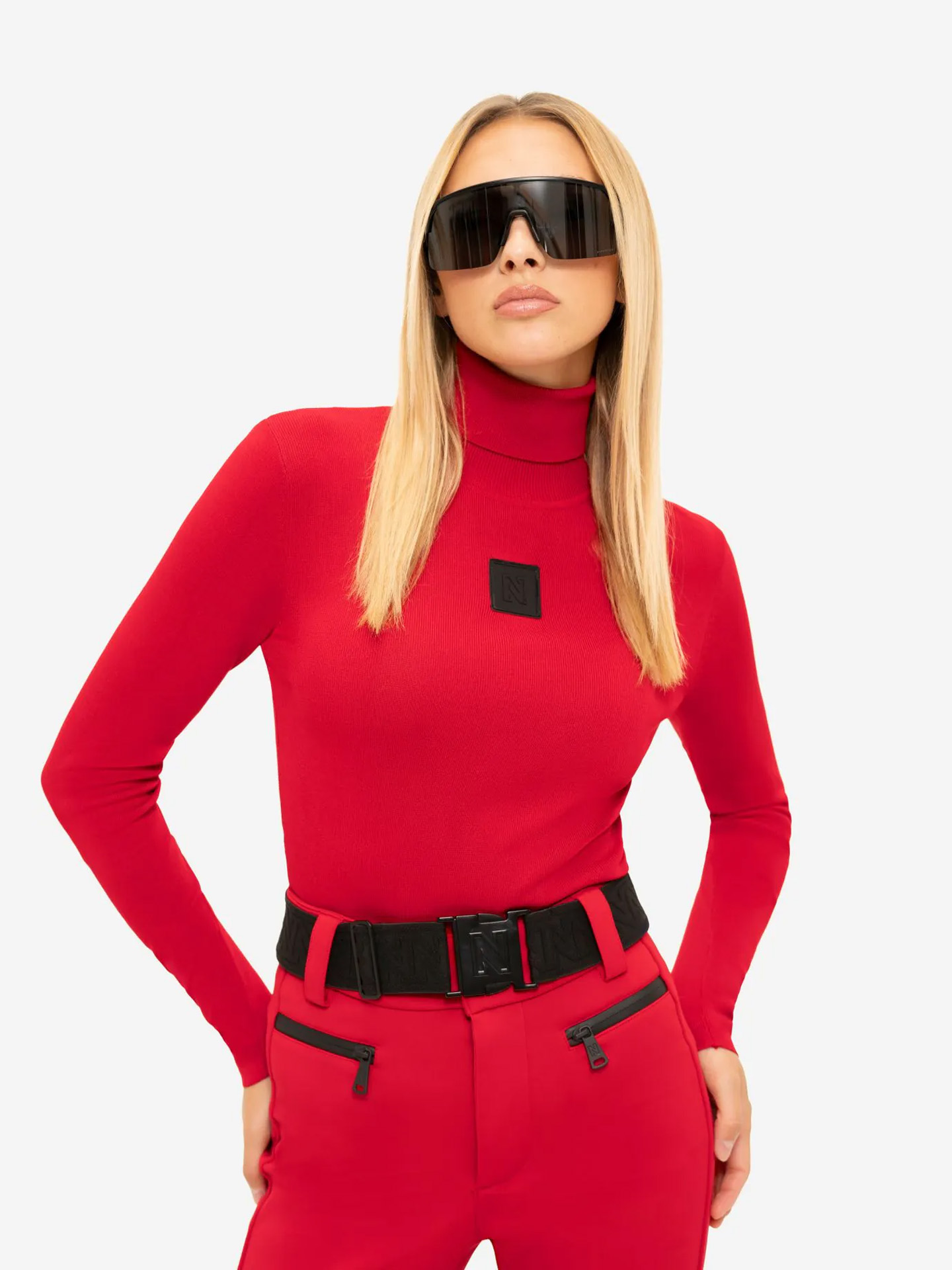 Turtleneck sweater with logo patch