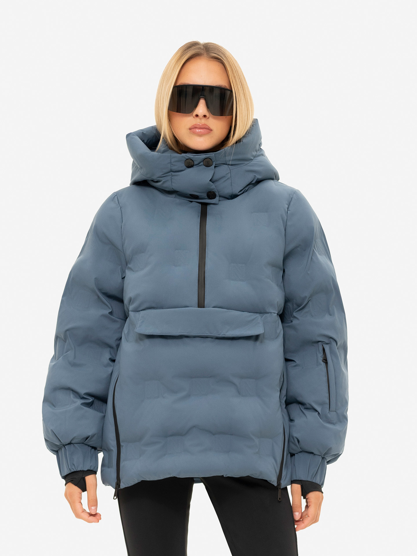 Puffer jacket with large flap pocket