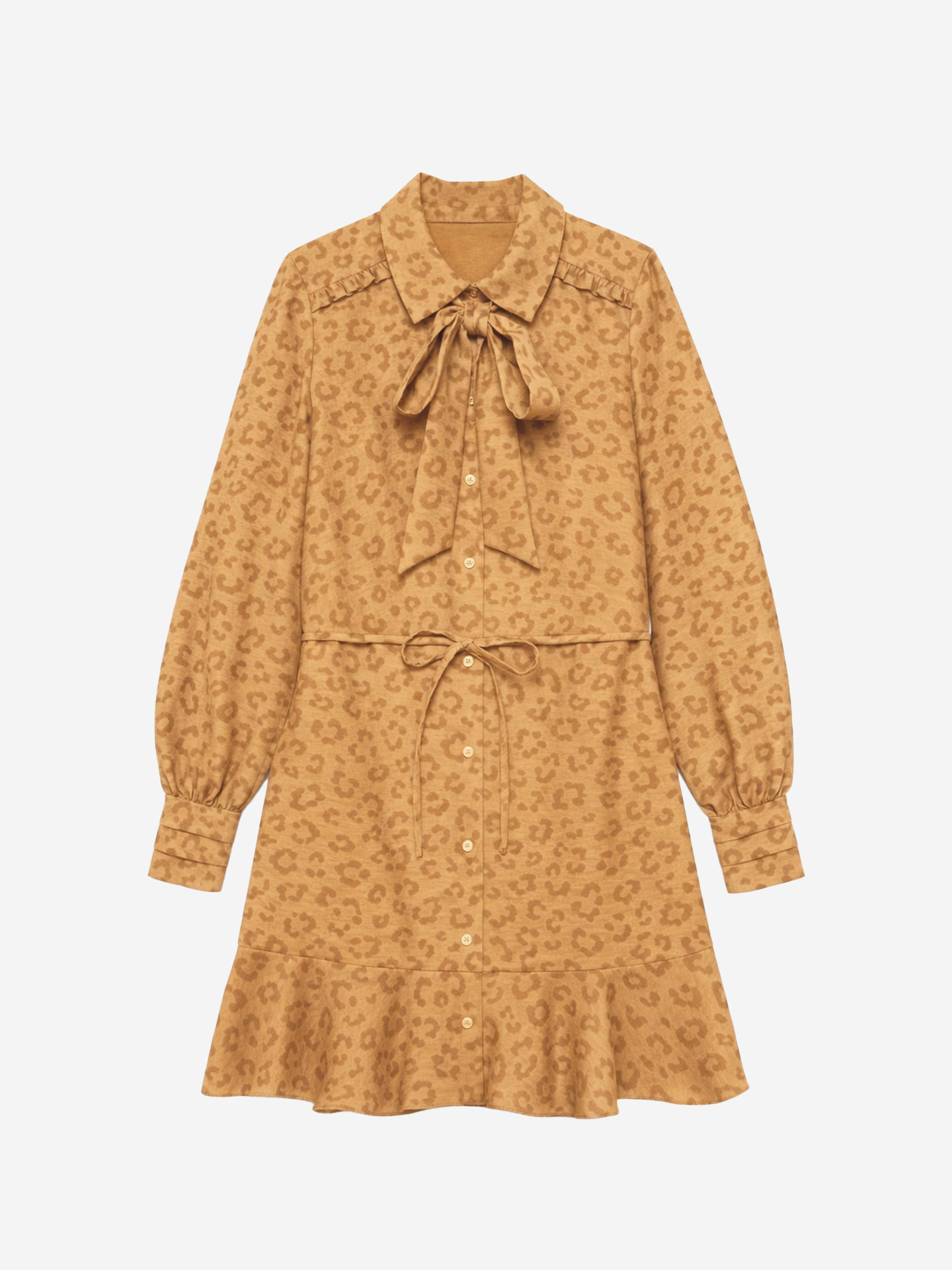 Luipaardprint jurk met strikdetail