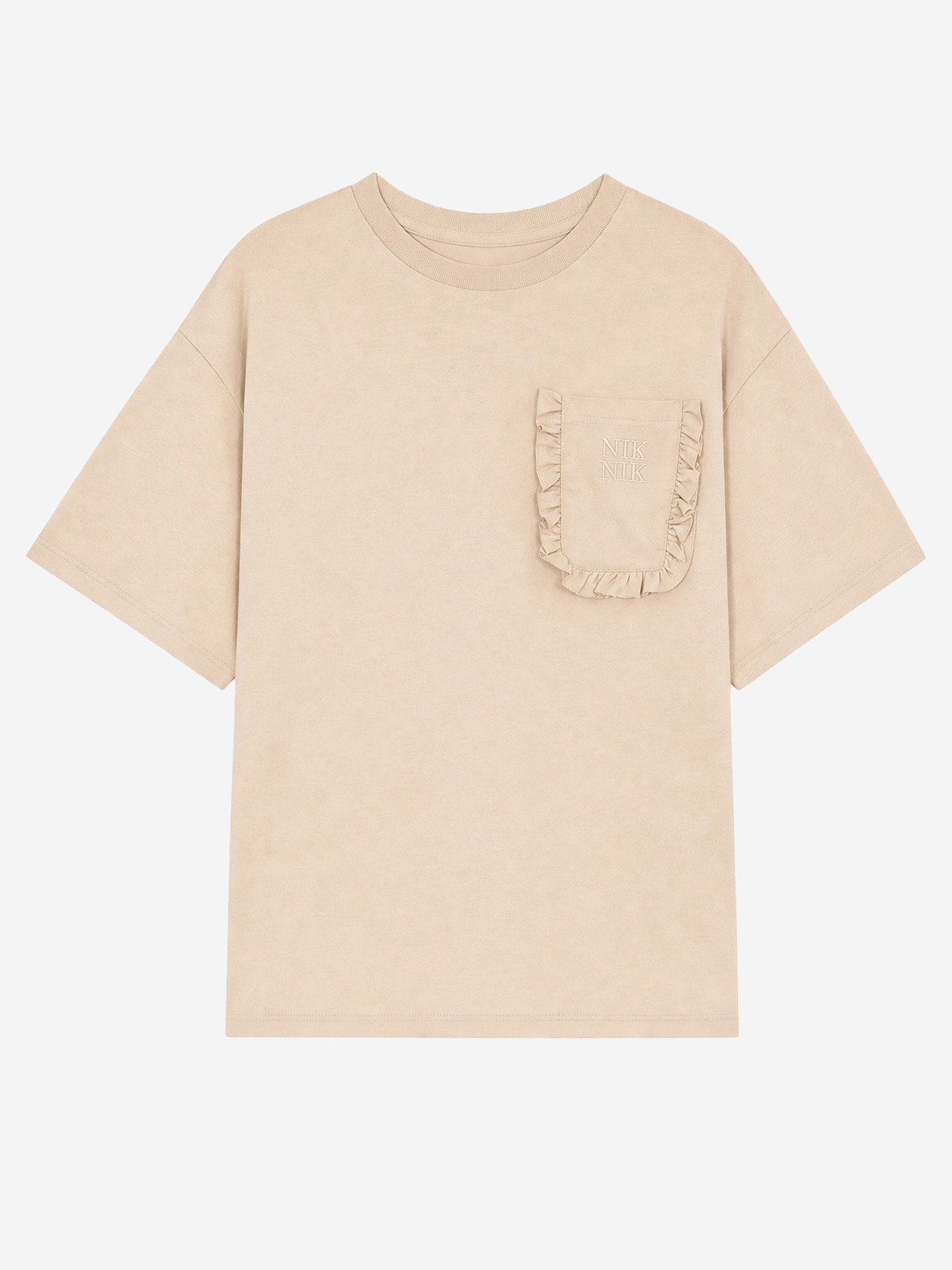 T-shirt with ruffled chest pocket