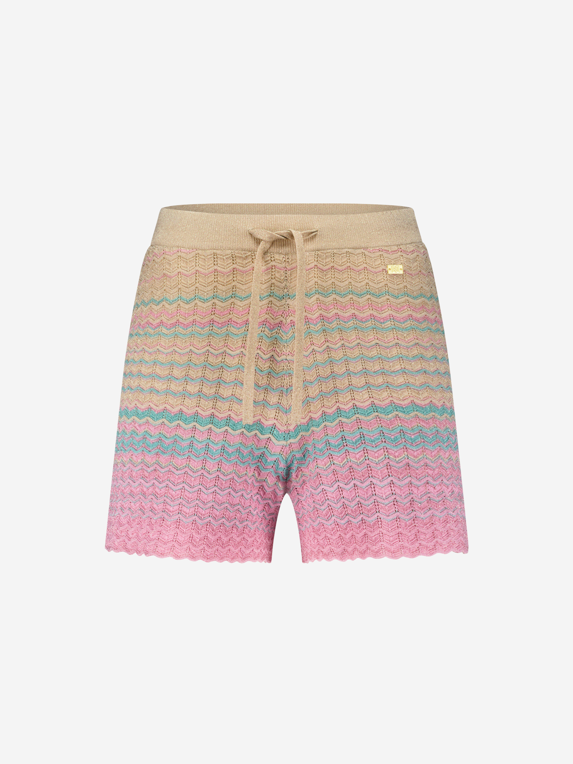 Ajour knitted shorts with glitter thread