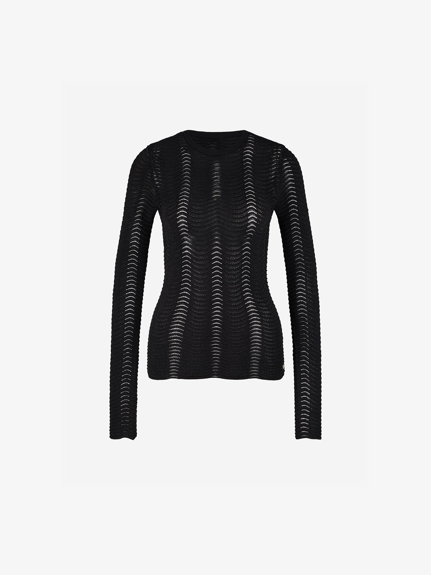 Top with wavy pattern and glitter thread