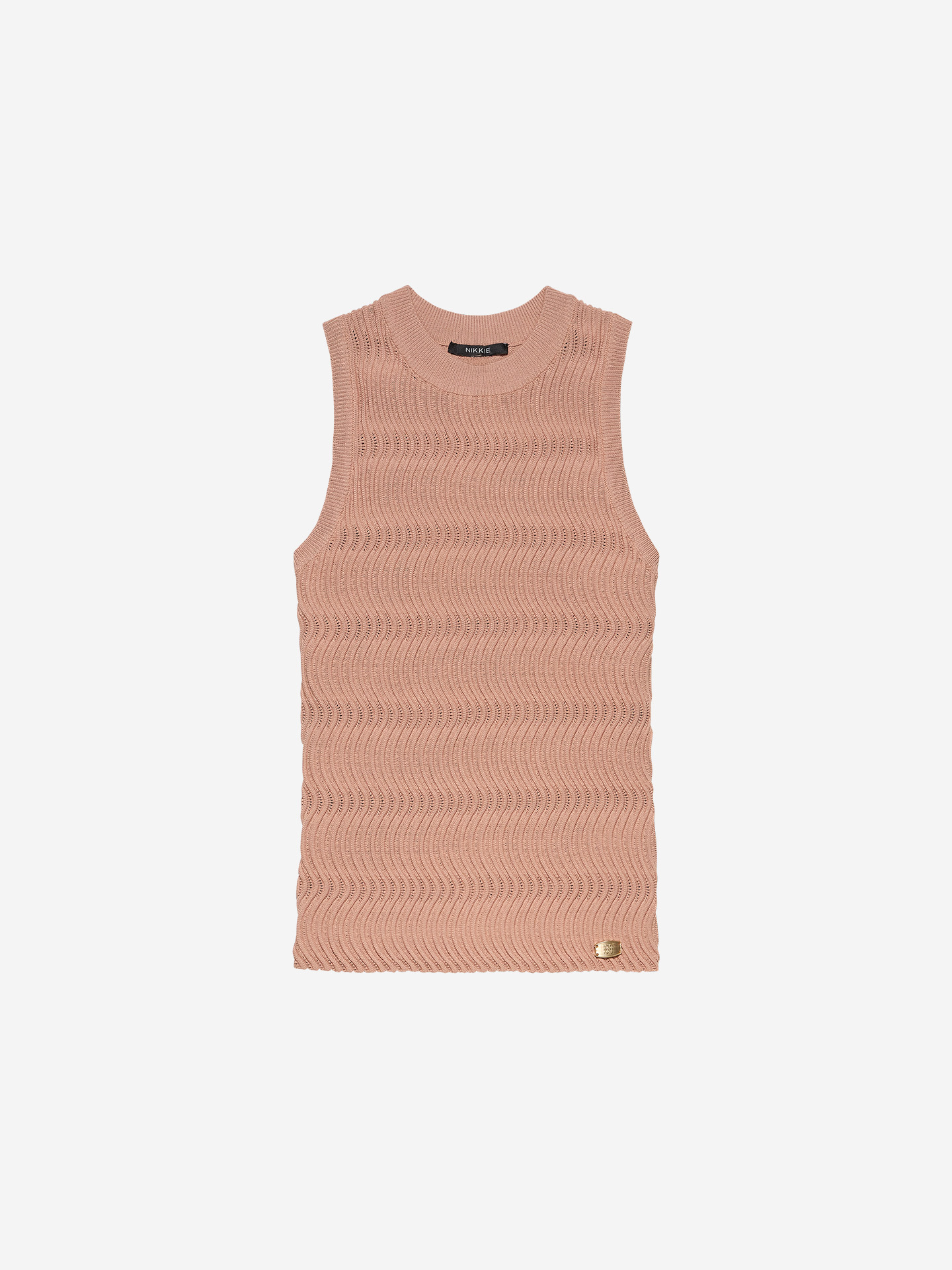 Open knit top with zigzag pattern