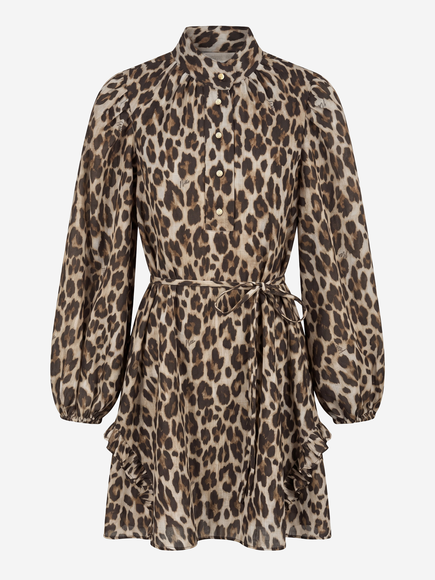 Luipaardprint jurk met strikceintuur