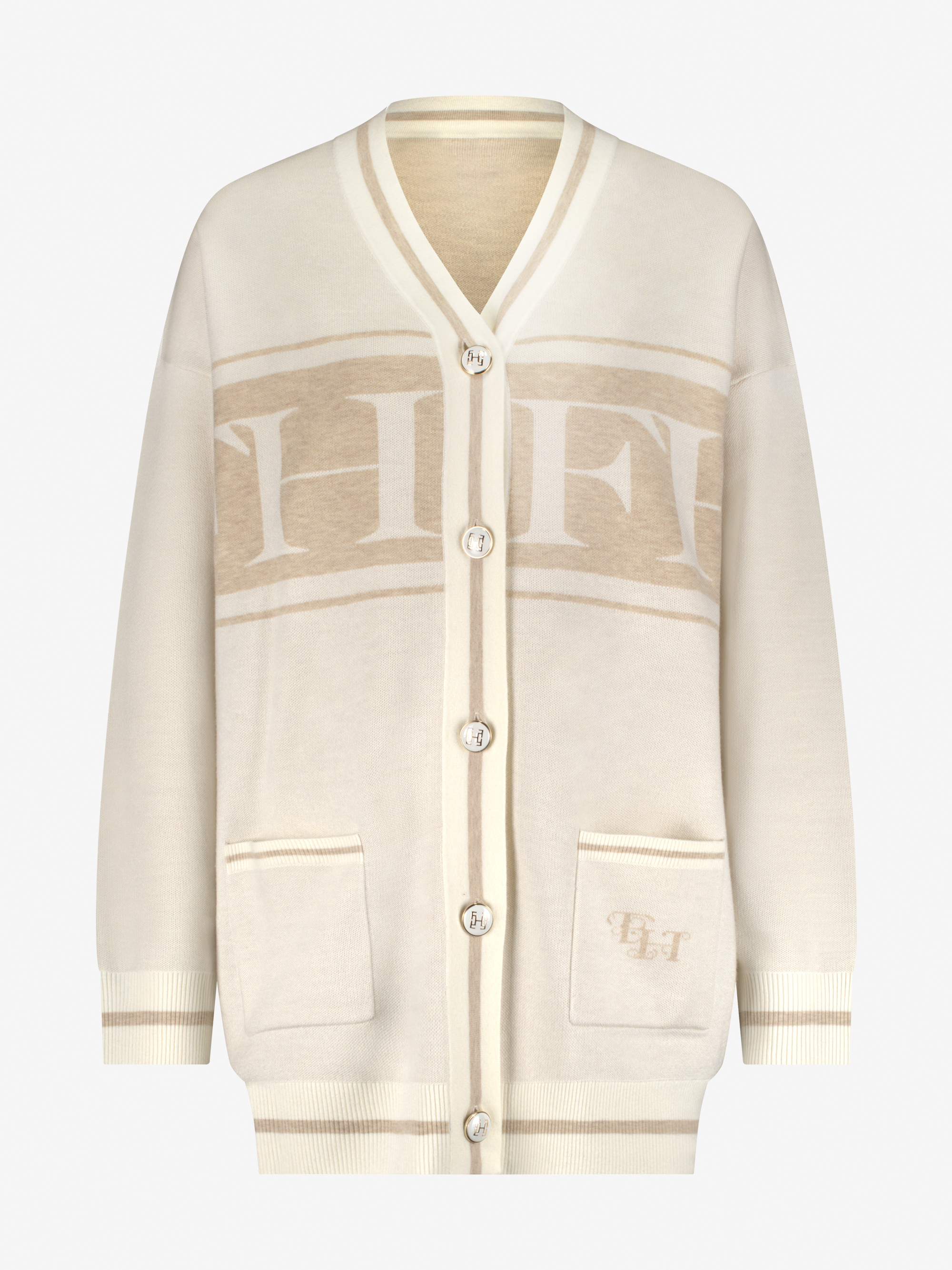 Loose-fitting cardigan with FIFTH HOUSE logo and stripe details
