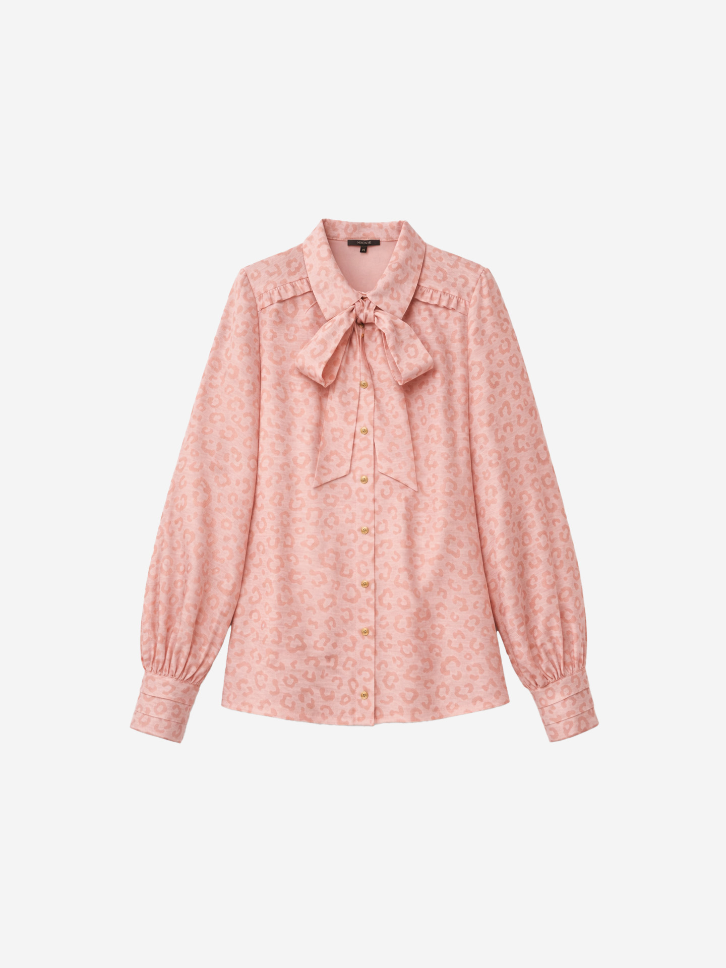 Leopard print blouse with bow detail