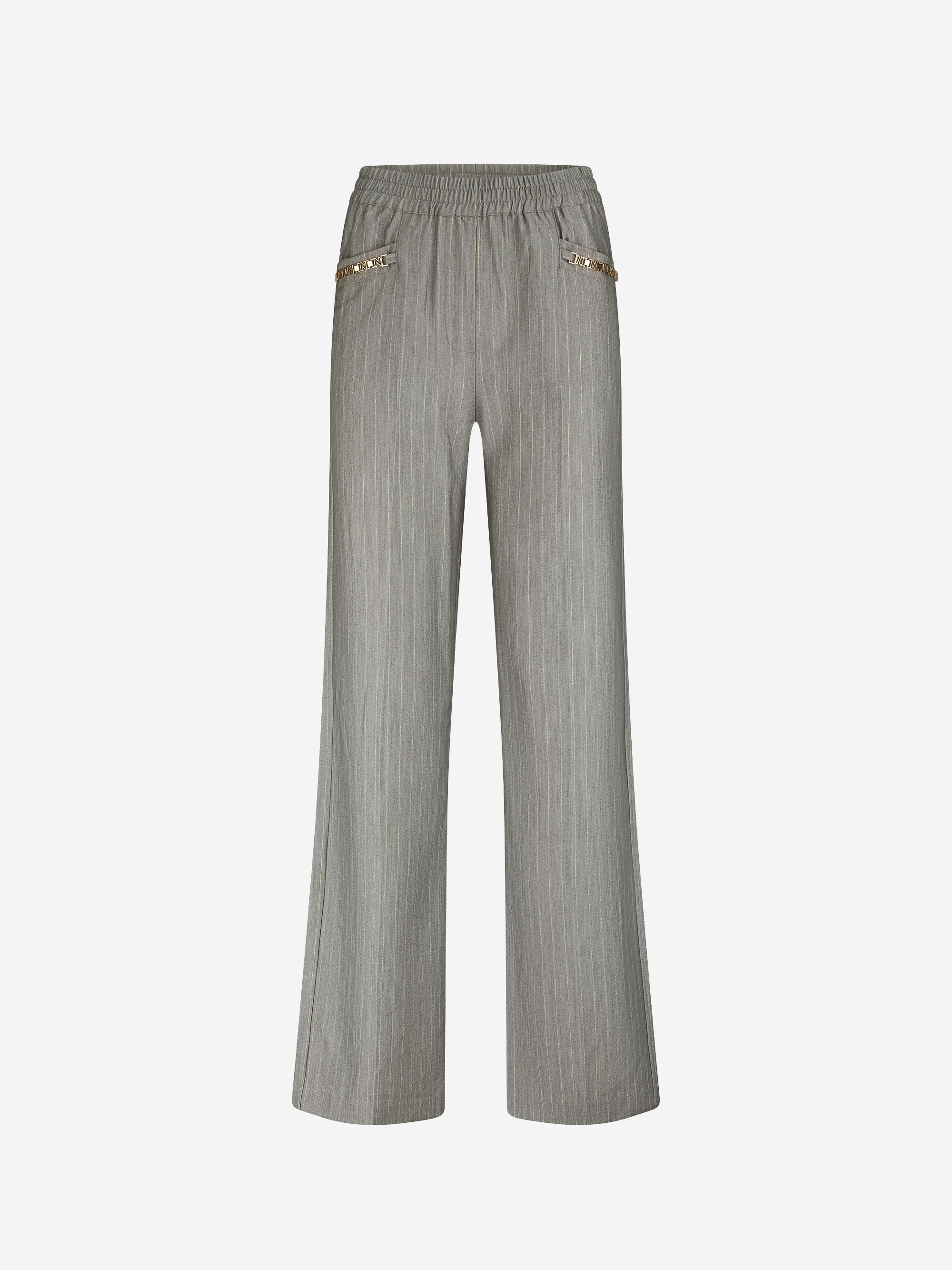 Striped trousers with chain details