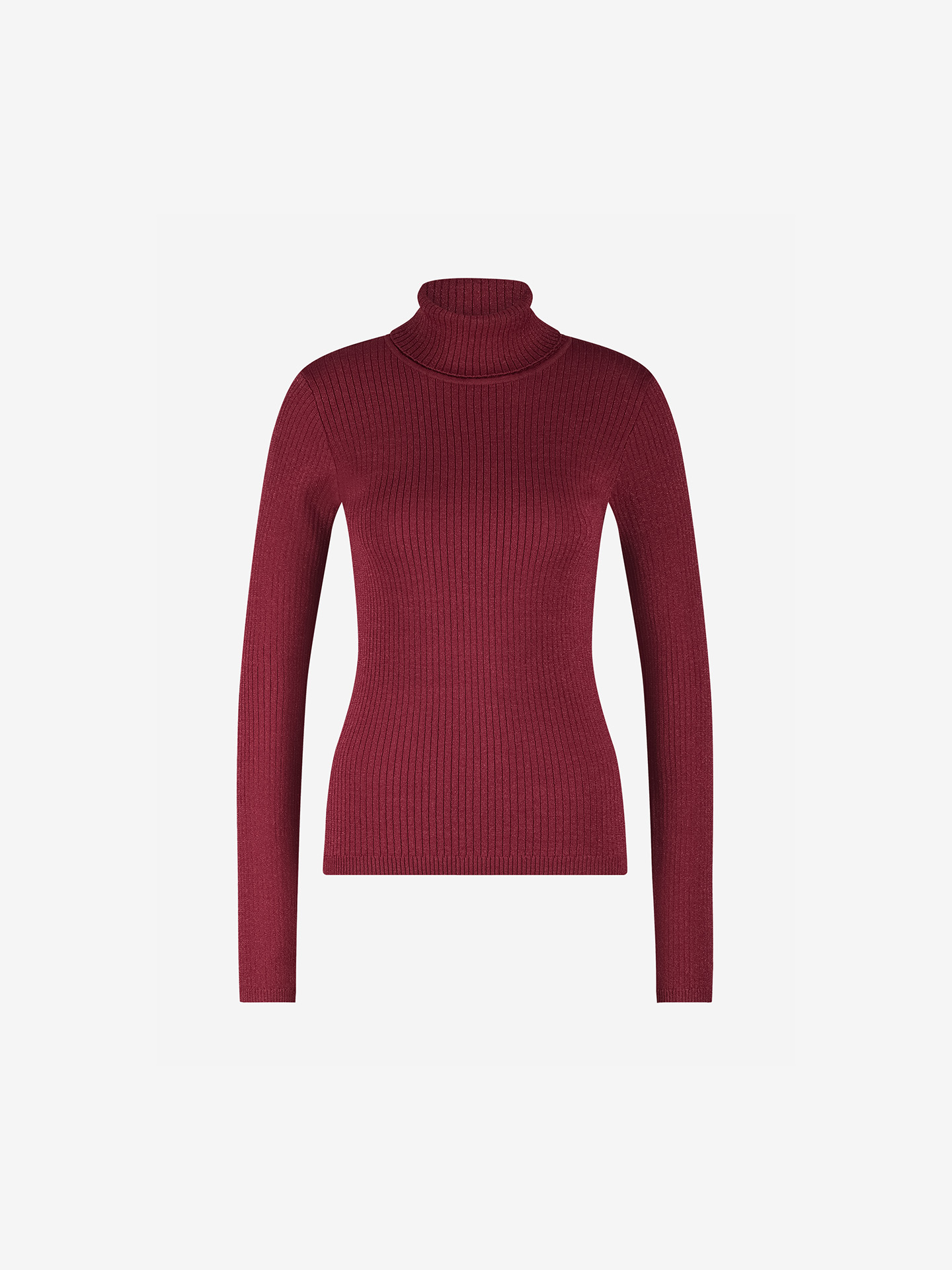 Ribbed top with turtleneck and glitter thread