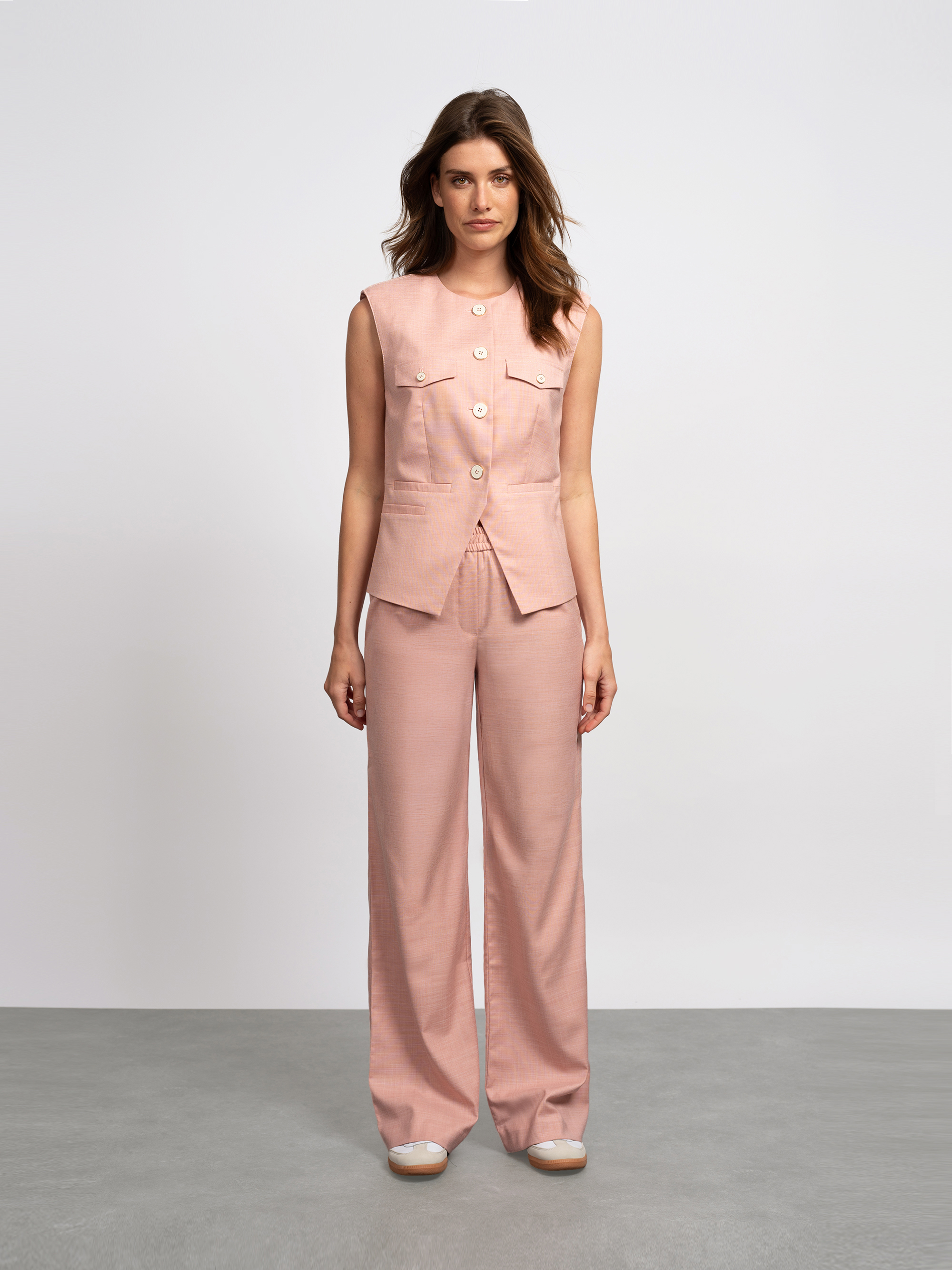 Gemêleerde broek met elastische tailleband