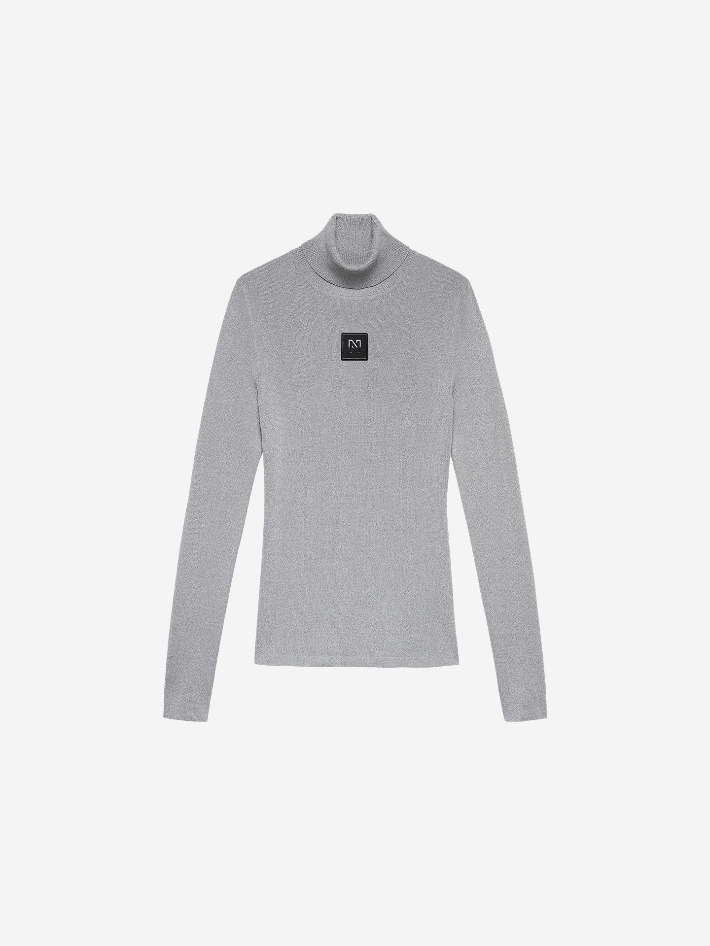 Turtleneck sweater with metallic look