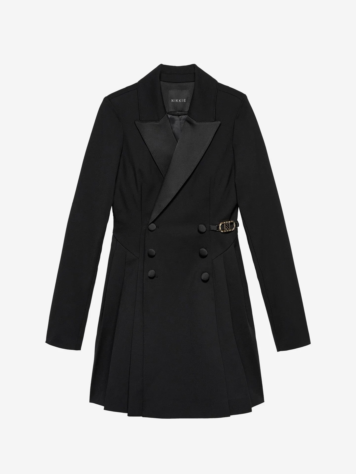 A-line blazer dress with logo buckle