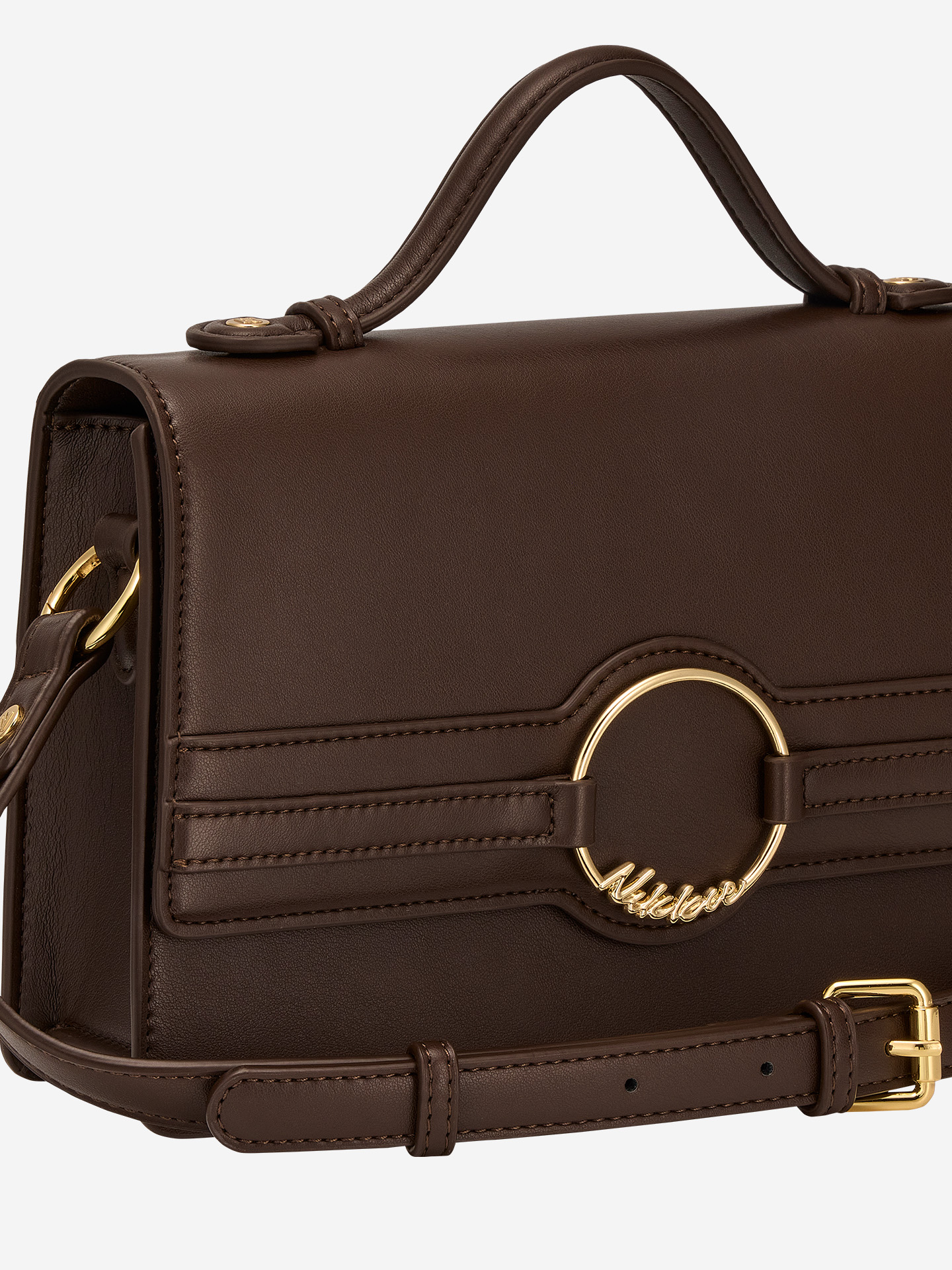 Faux leather shoulder bag with logo detail