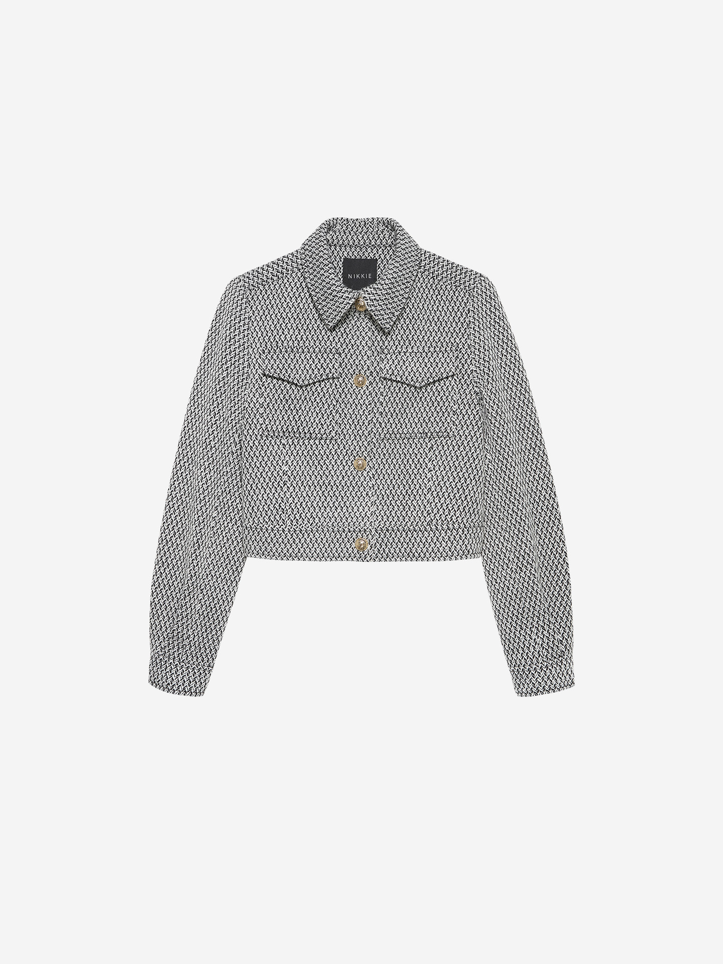 Woven jacket with herringbone structure
