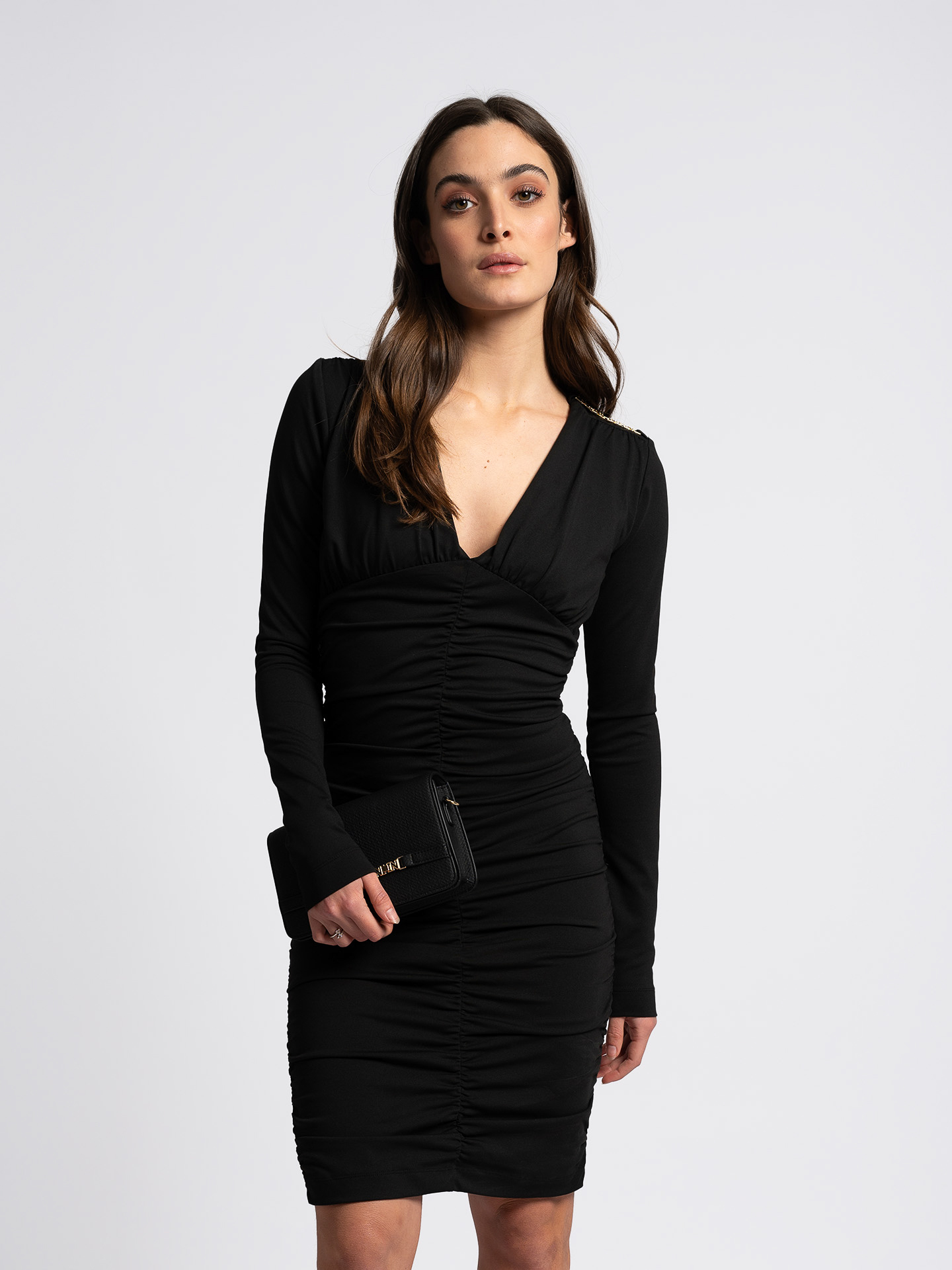 Draped dress with chain detail