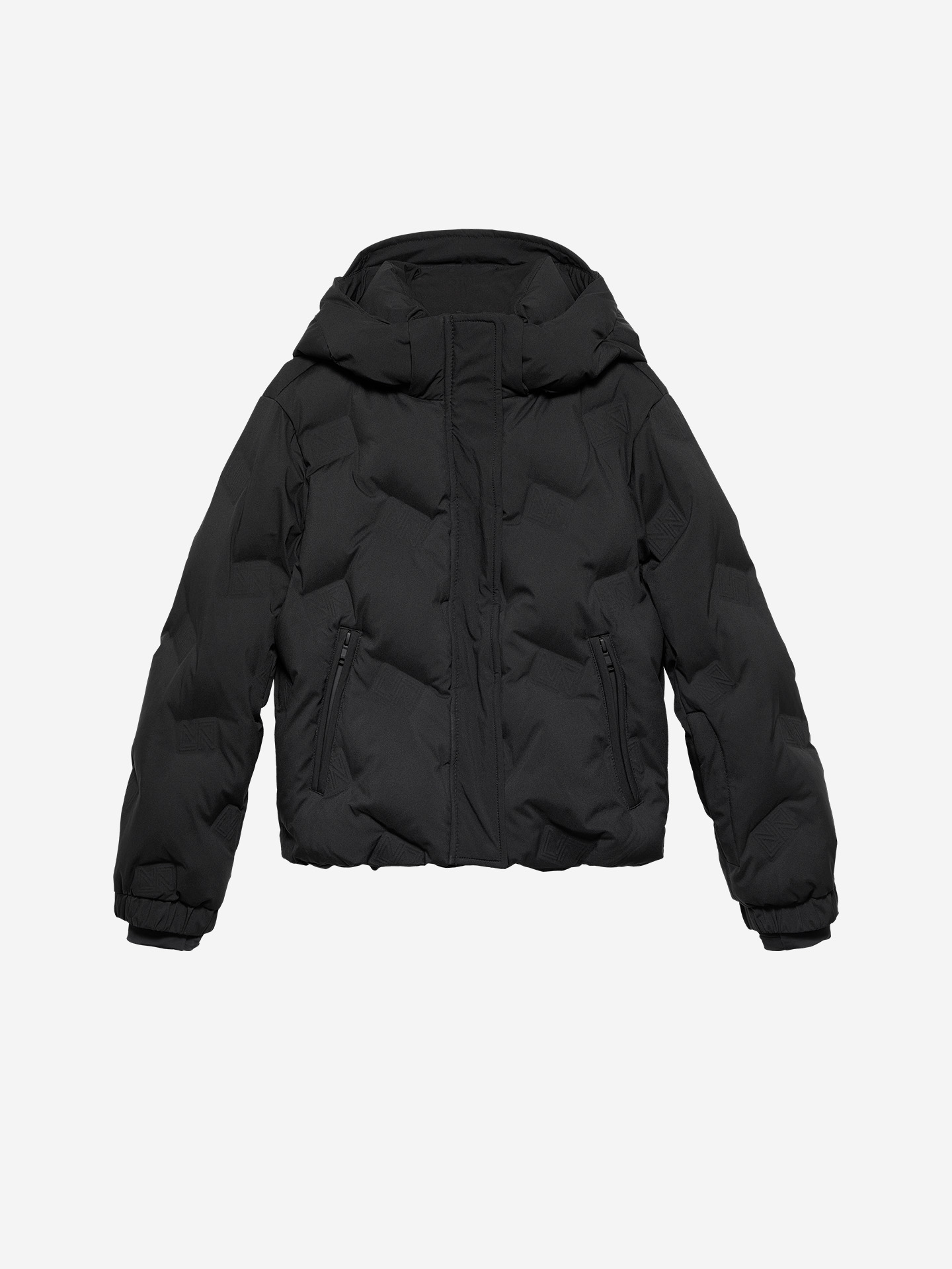 Padded jacket with logo pattern