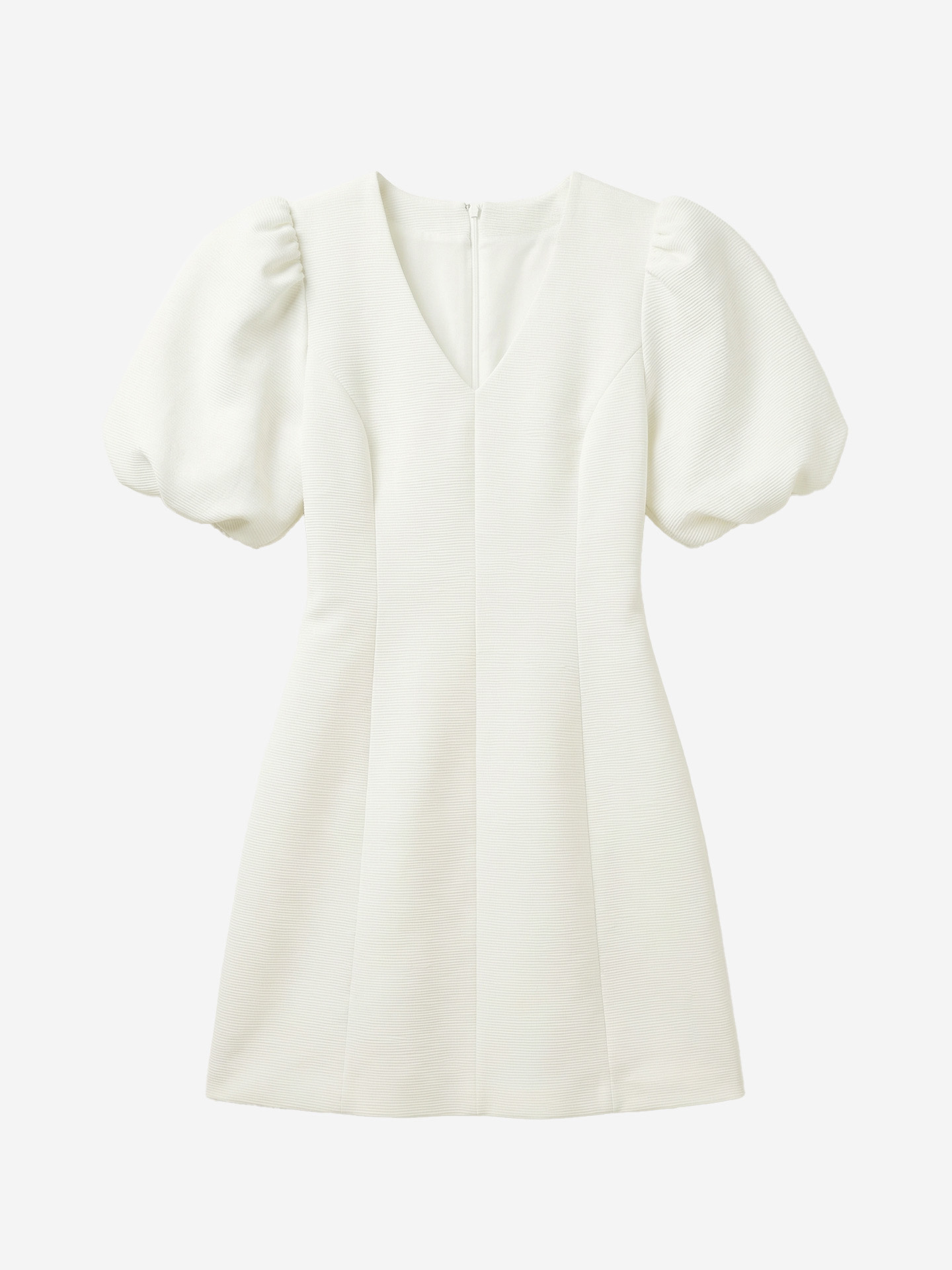 Jurk met pofmouwen en ceintuur