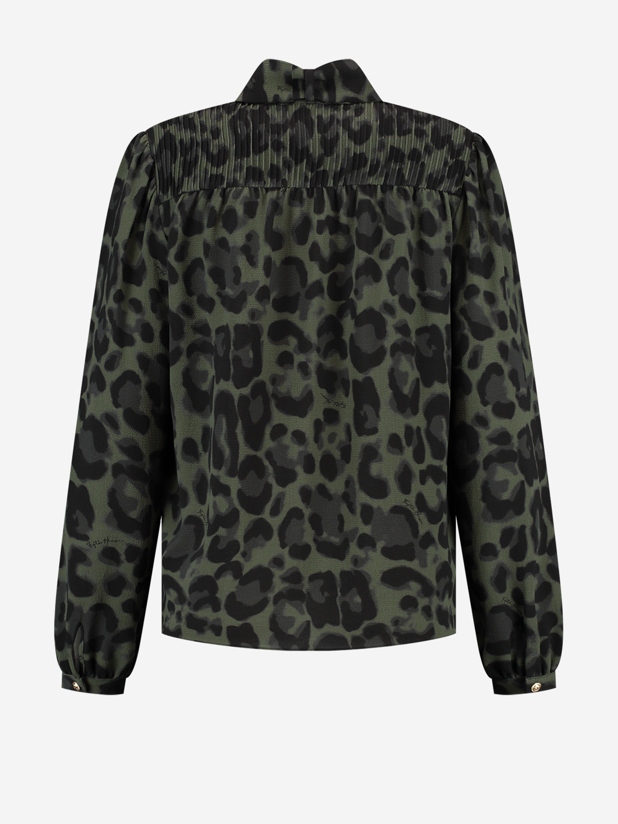 Blouse with leopard print and scarf collar