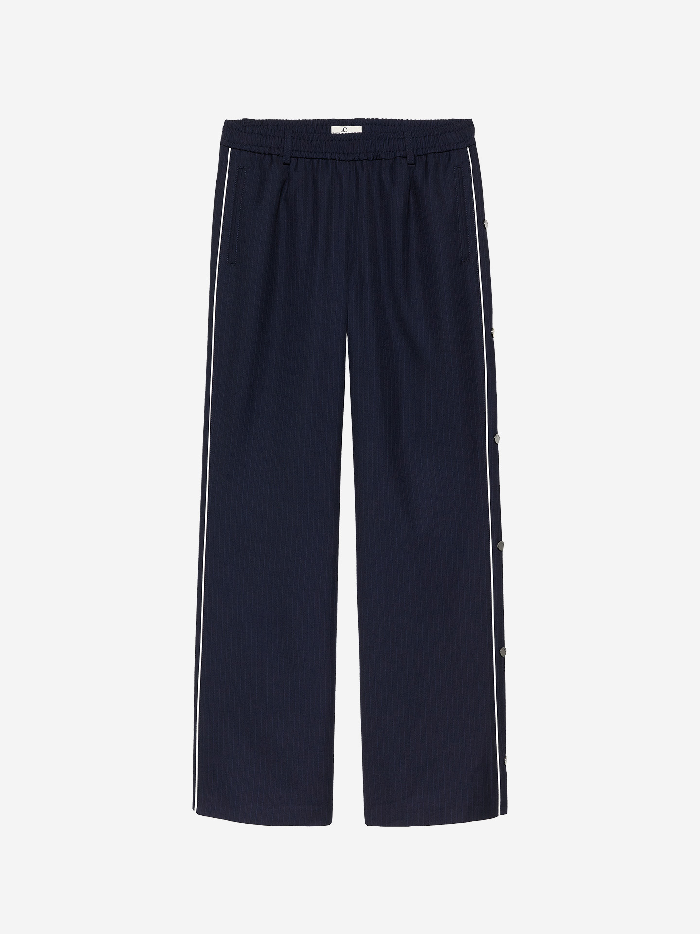 Loose-fitting pants with pinstripes