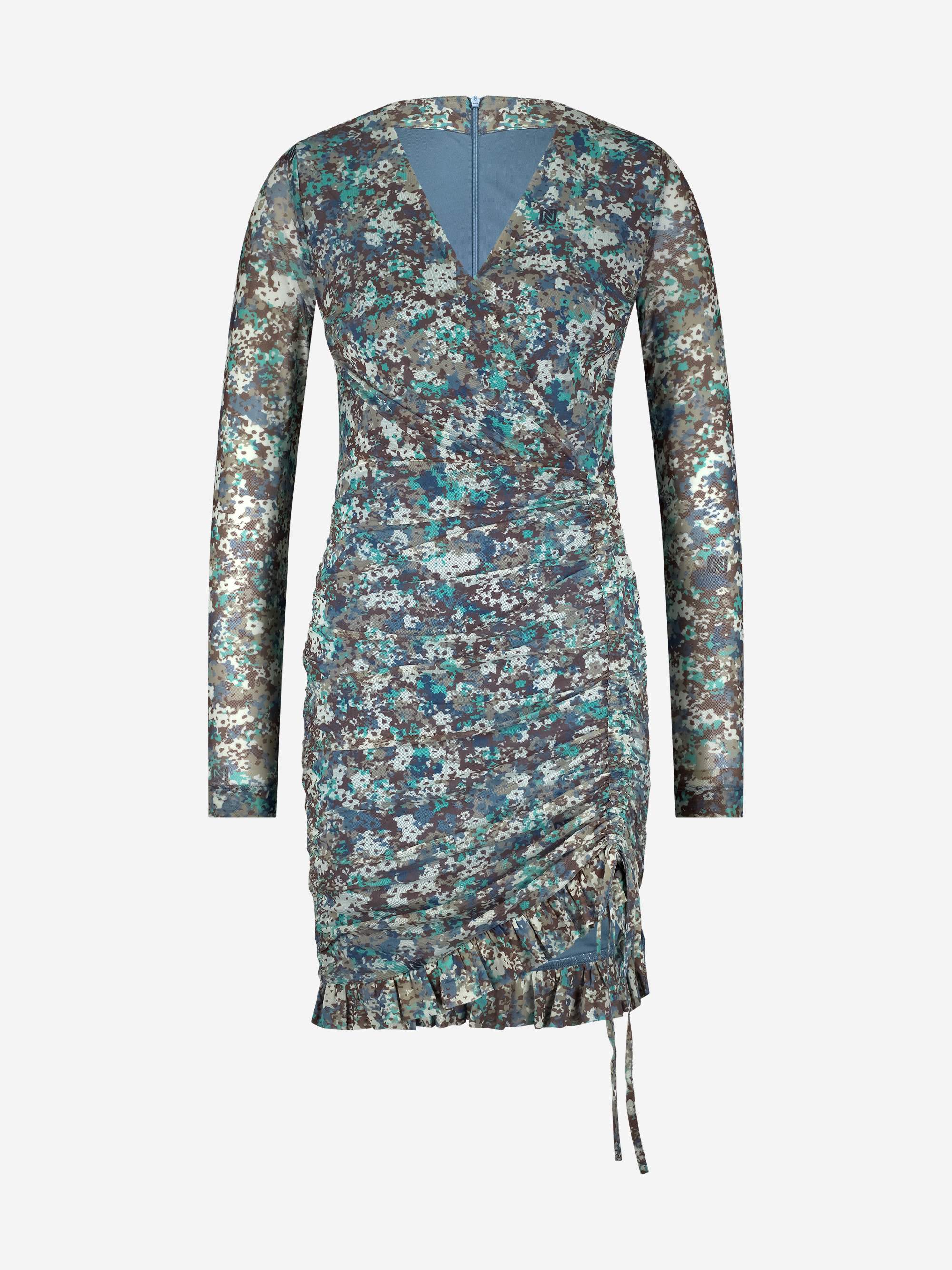 Aansluitende jurk met bloemenprint en gedrapeerd detail